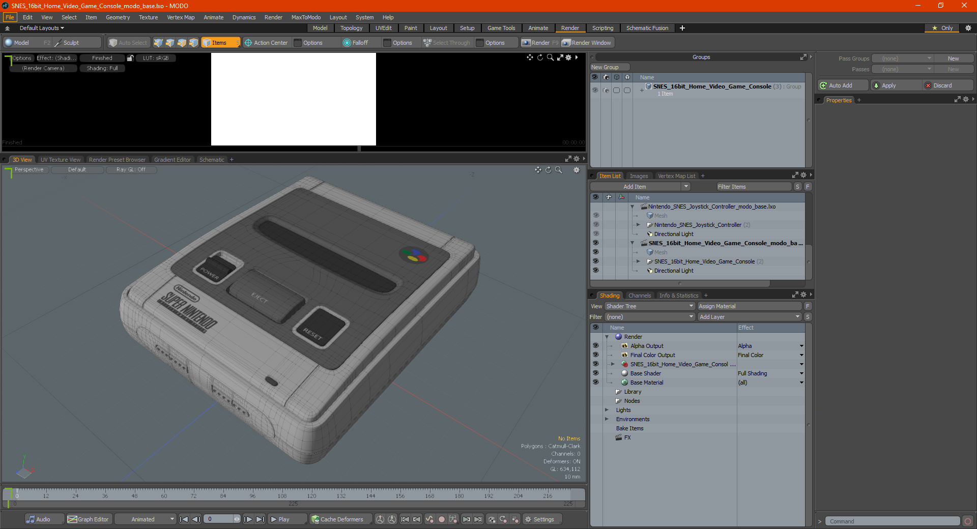 SNES 16bit Home Video Game Console 3D model