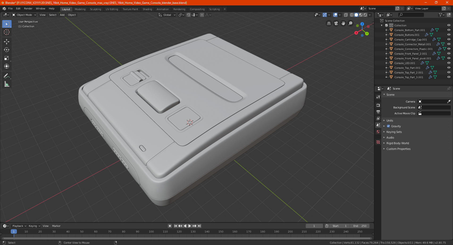 SNES 16bit Home Video Game Console 3D model