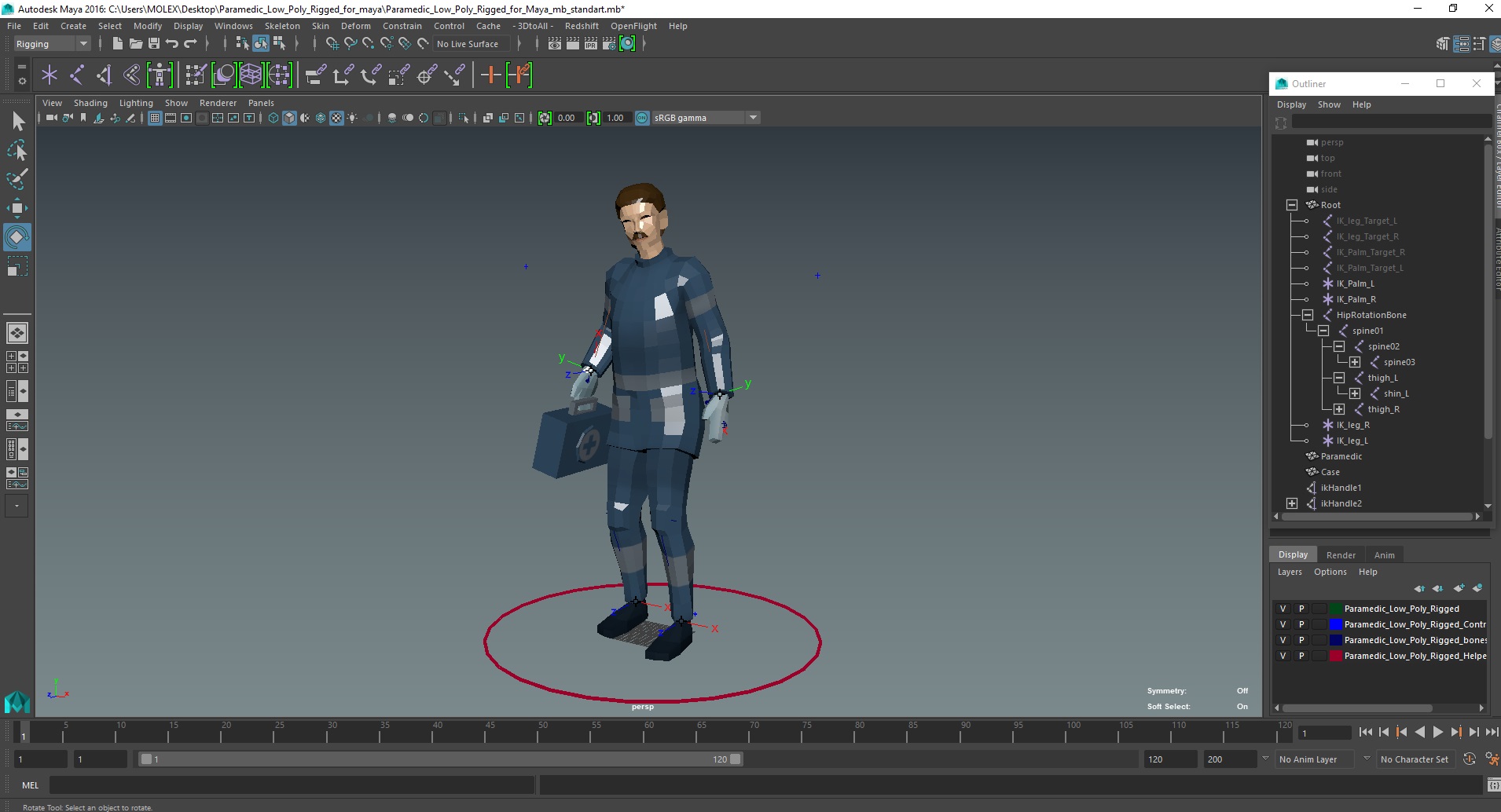 Paramedic Low Poly Rigged for Maya 3D model