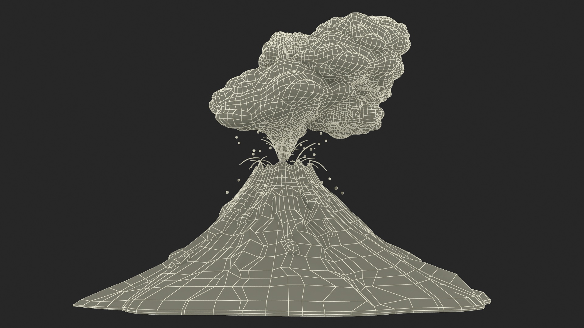 3D model Stylized Erupting Volcano Gray