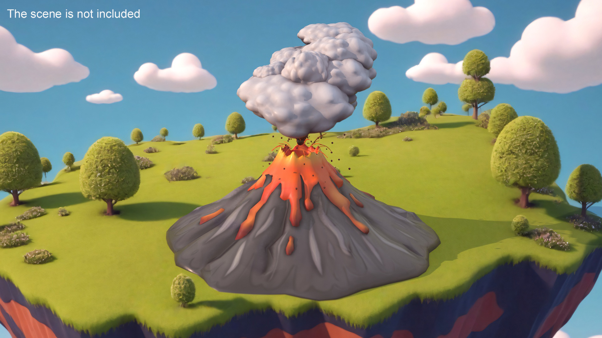 3D model Stylized Erupting Volcano Gray
