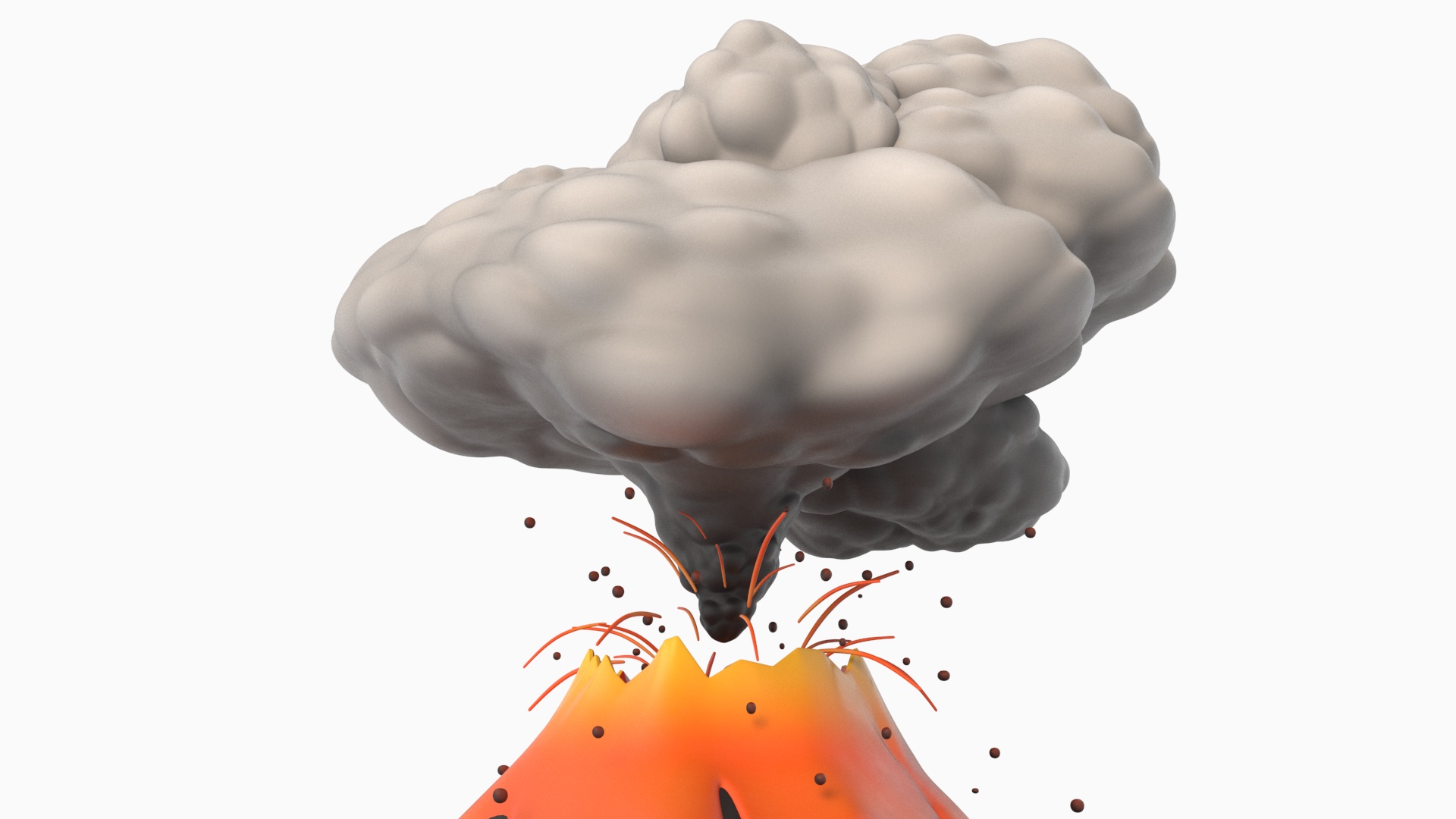3D model Stylized Erupting Volcano Gray