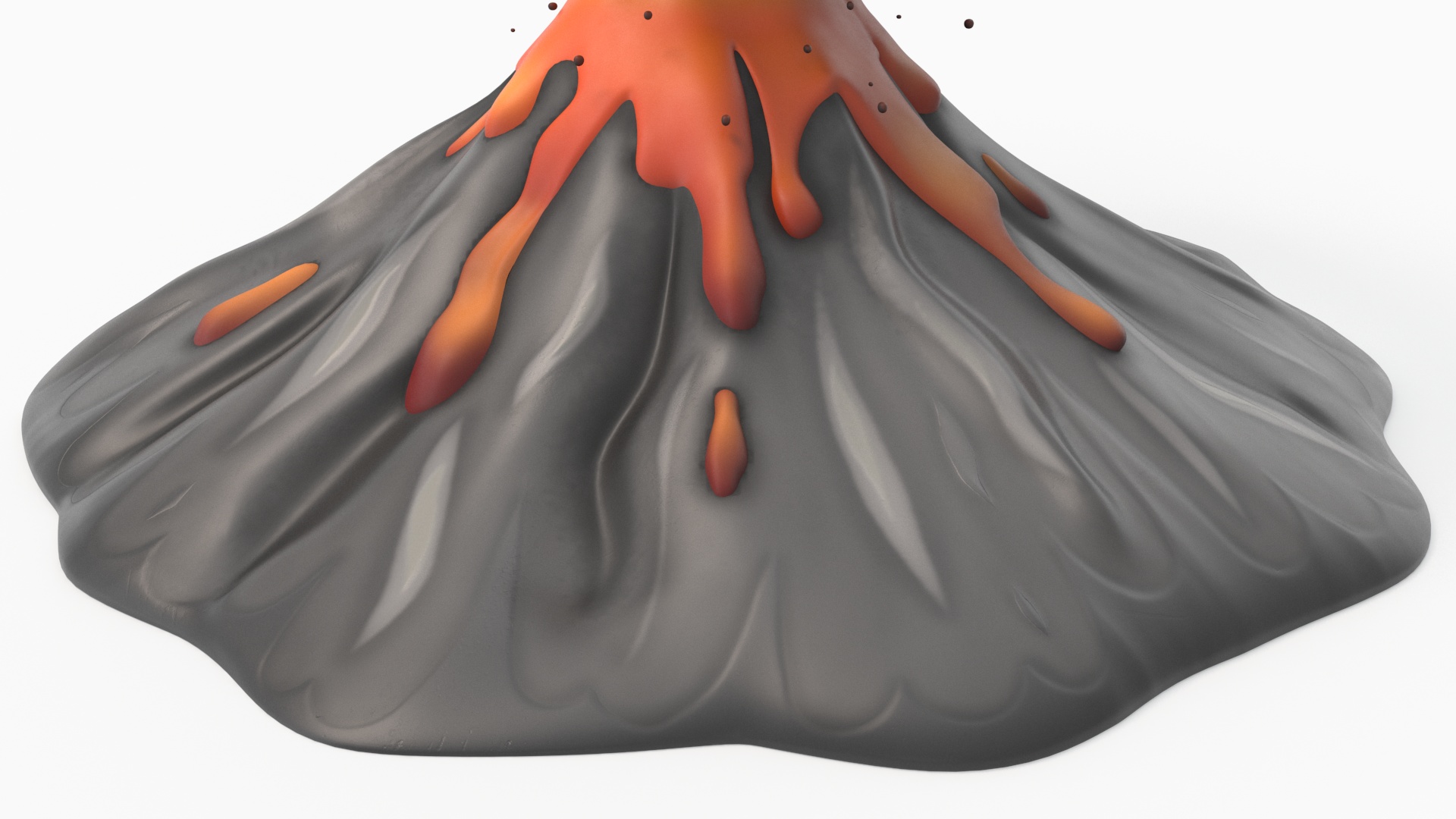 3D model Stylized Erupting Volcano Gray