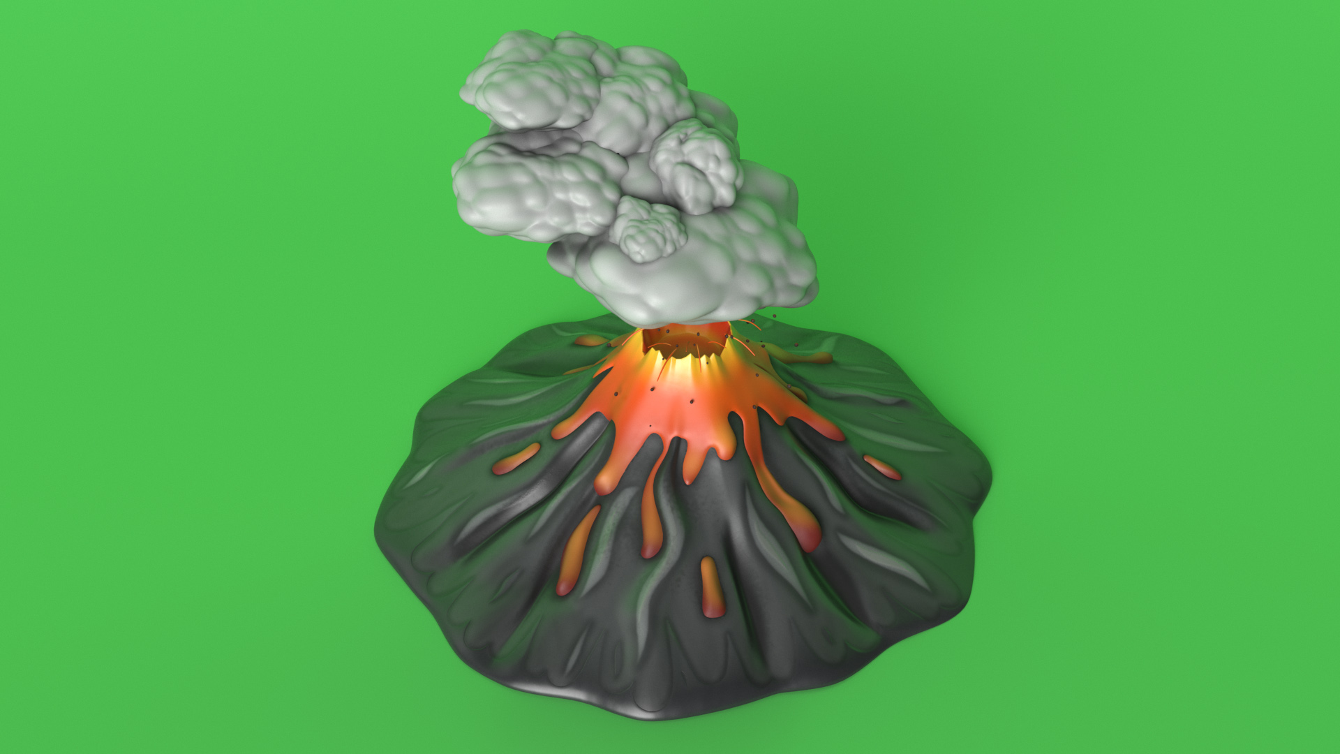 3D model Stylized Erupting Volcano Gray