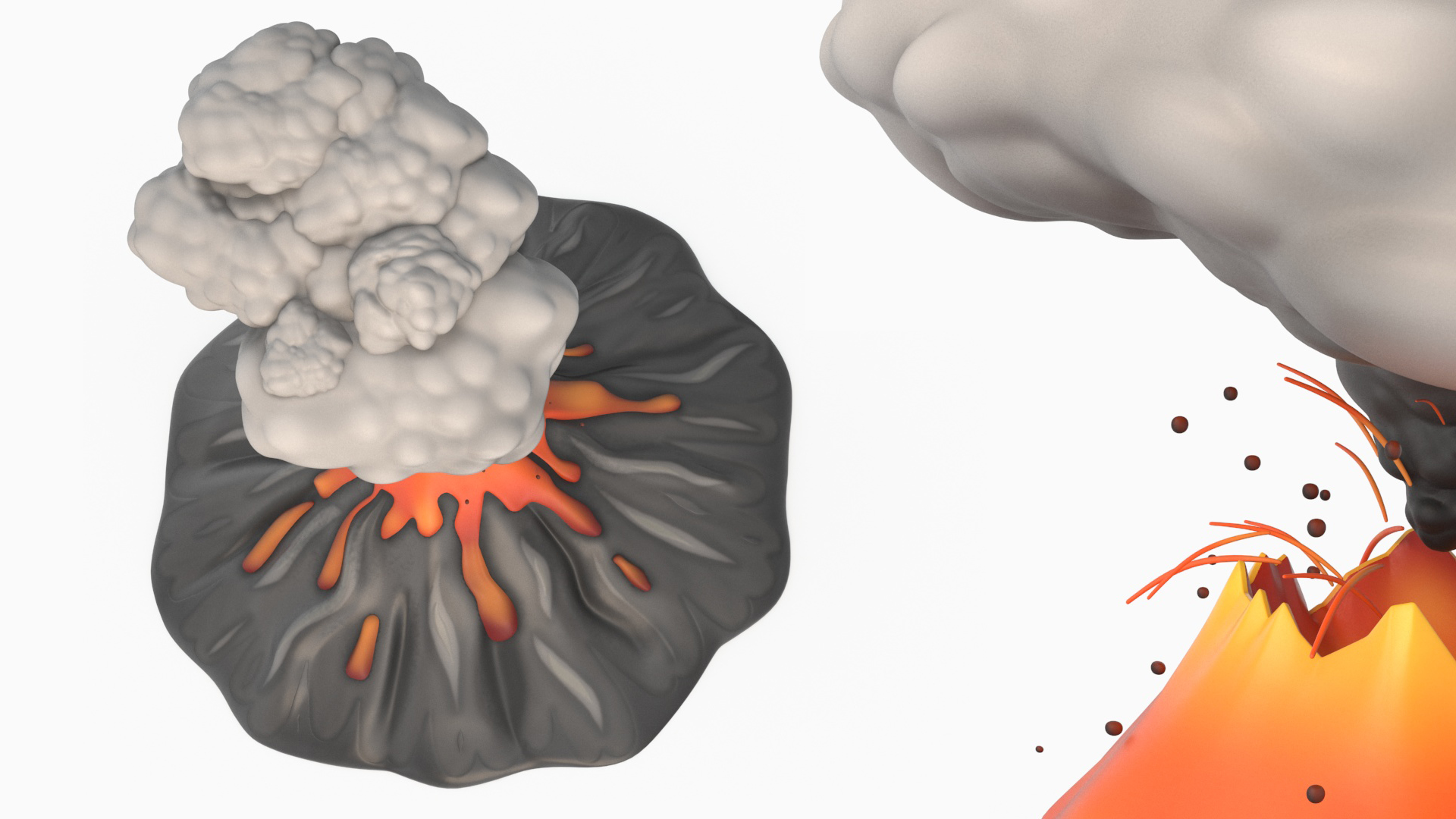 3D model Stylized Erupting Volcano Gray