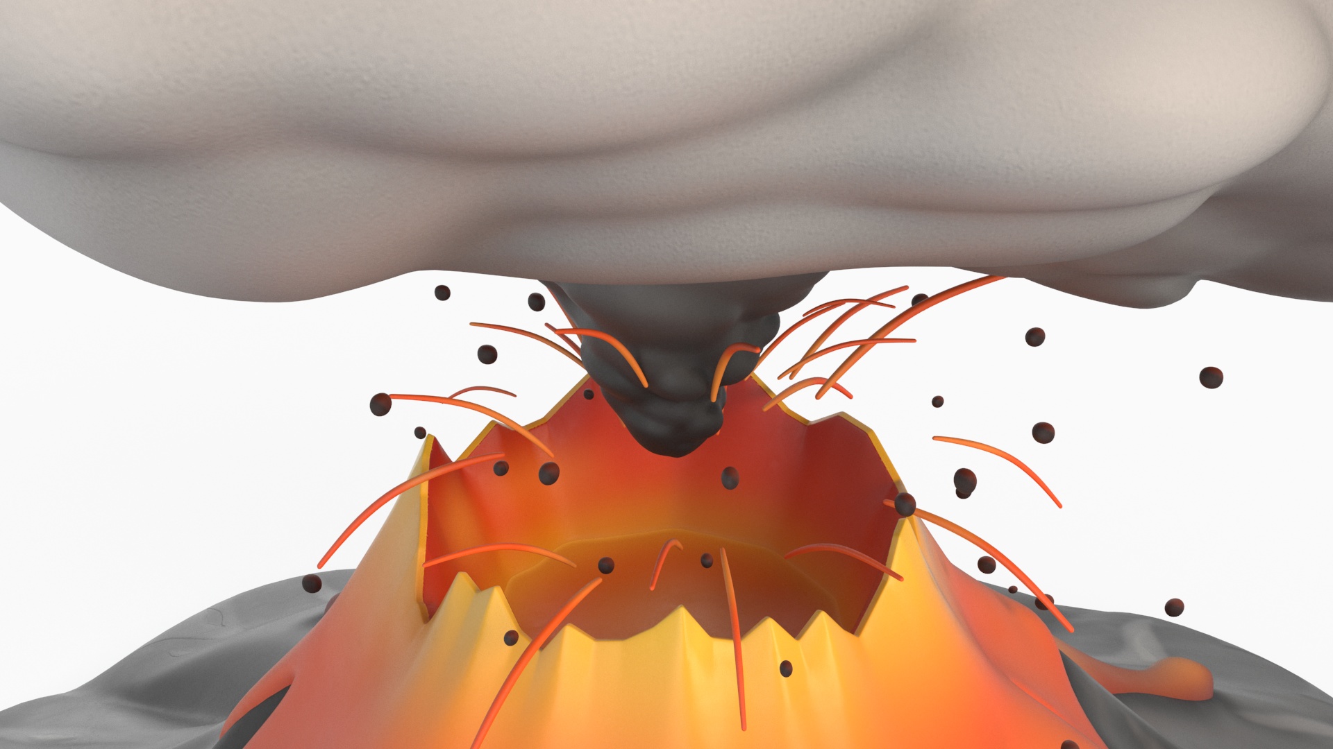3D model Stylized Erupting Volcano Gray