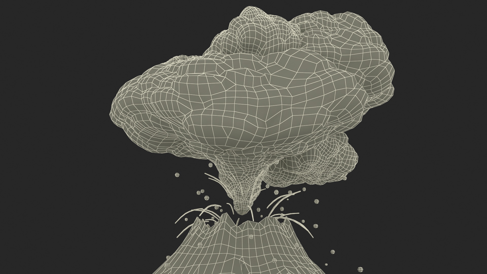 3D model Stylized Erupting Volcano Gray