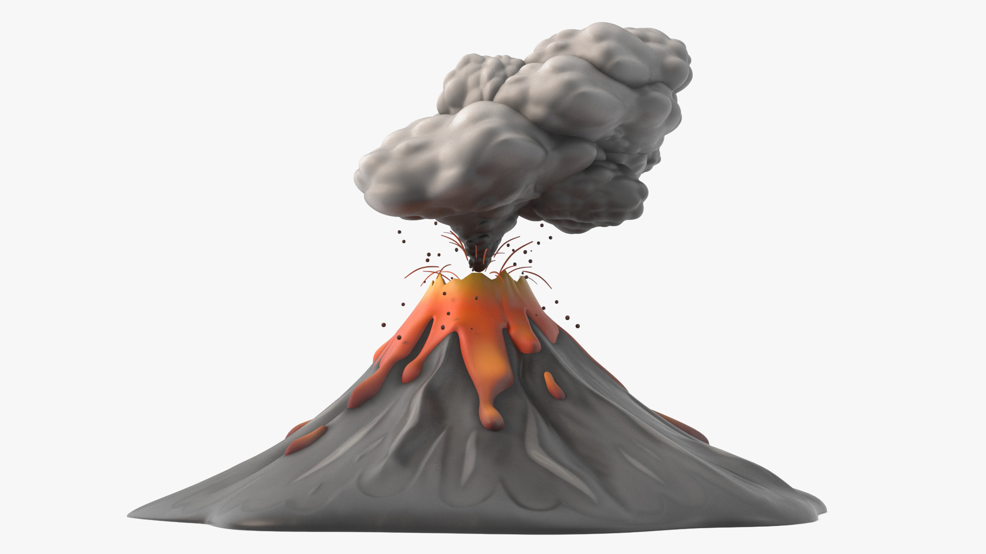 3D model Stylized Erupting Volcano Gray