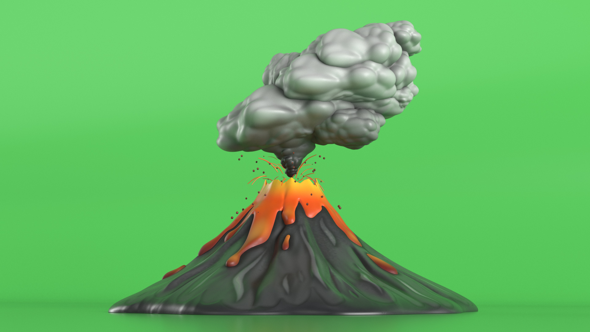 3D model Stylized Erupting Volcano Gray
