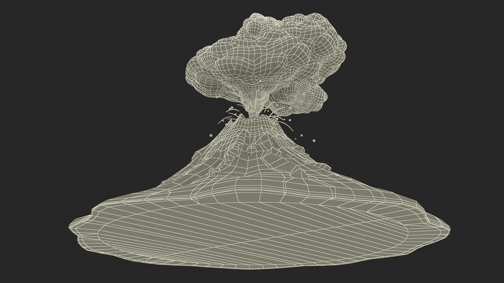 3D model Stylized Erupting Volcano Gray