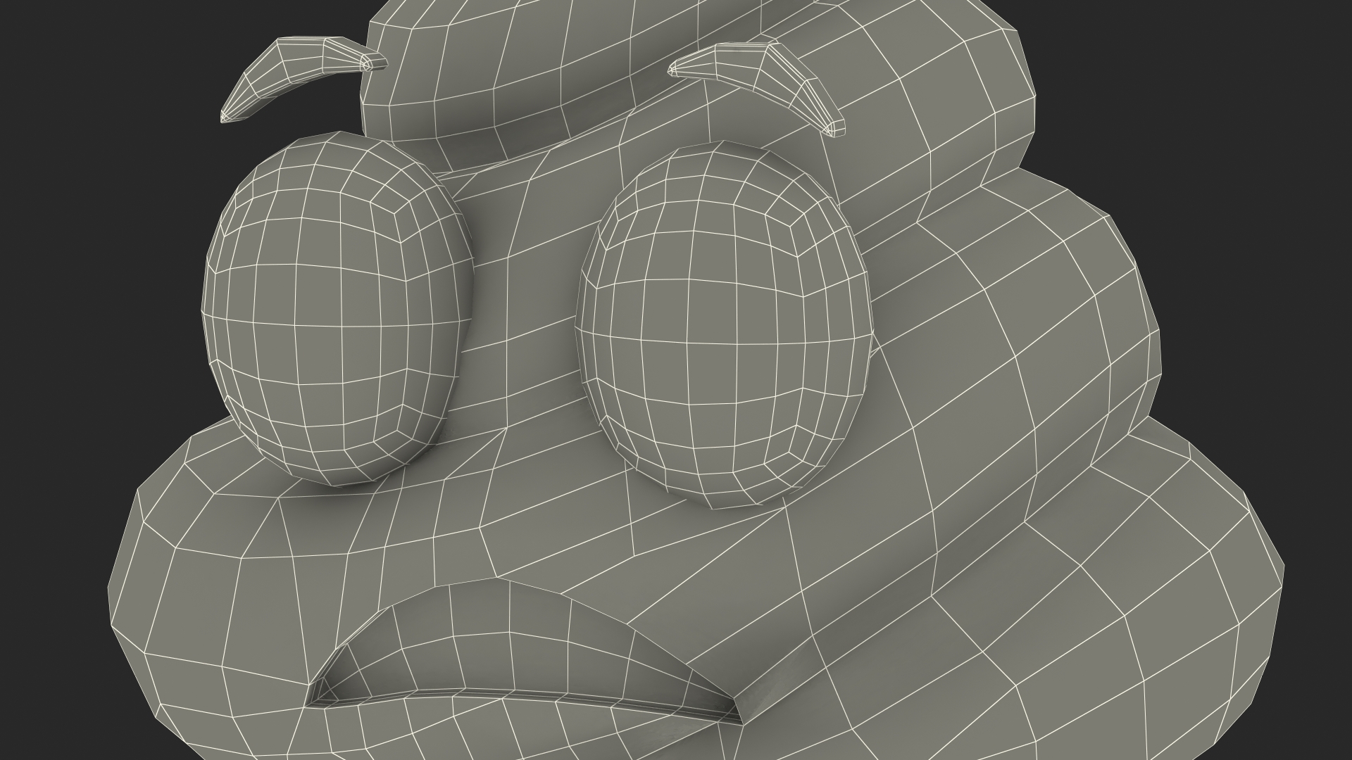 3D Anguished Poop Emoji Smile