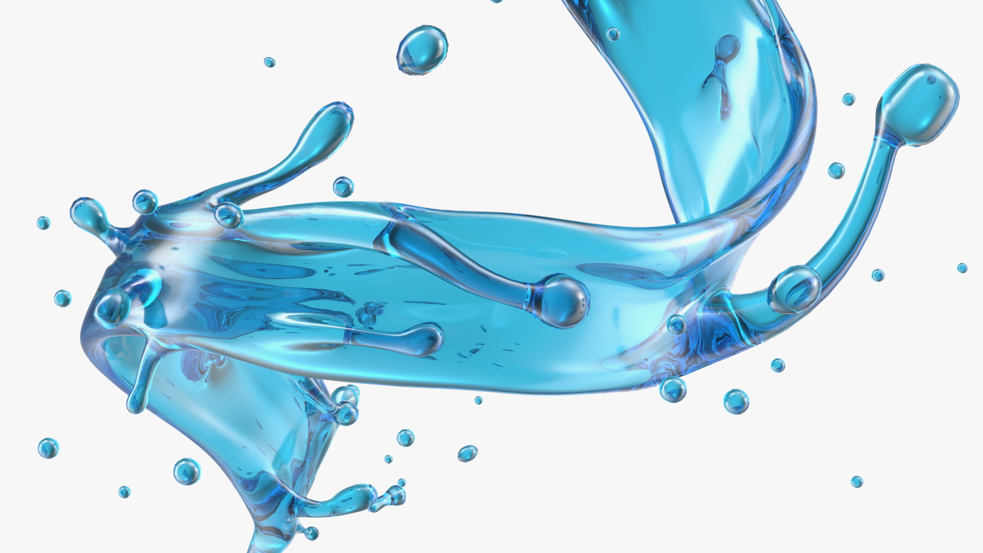 Blue Water Splash Spiral 3D model