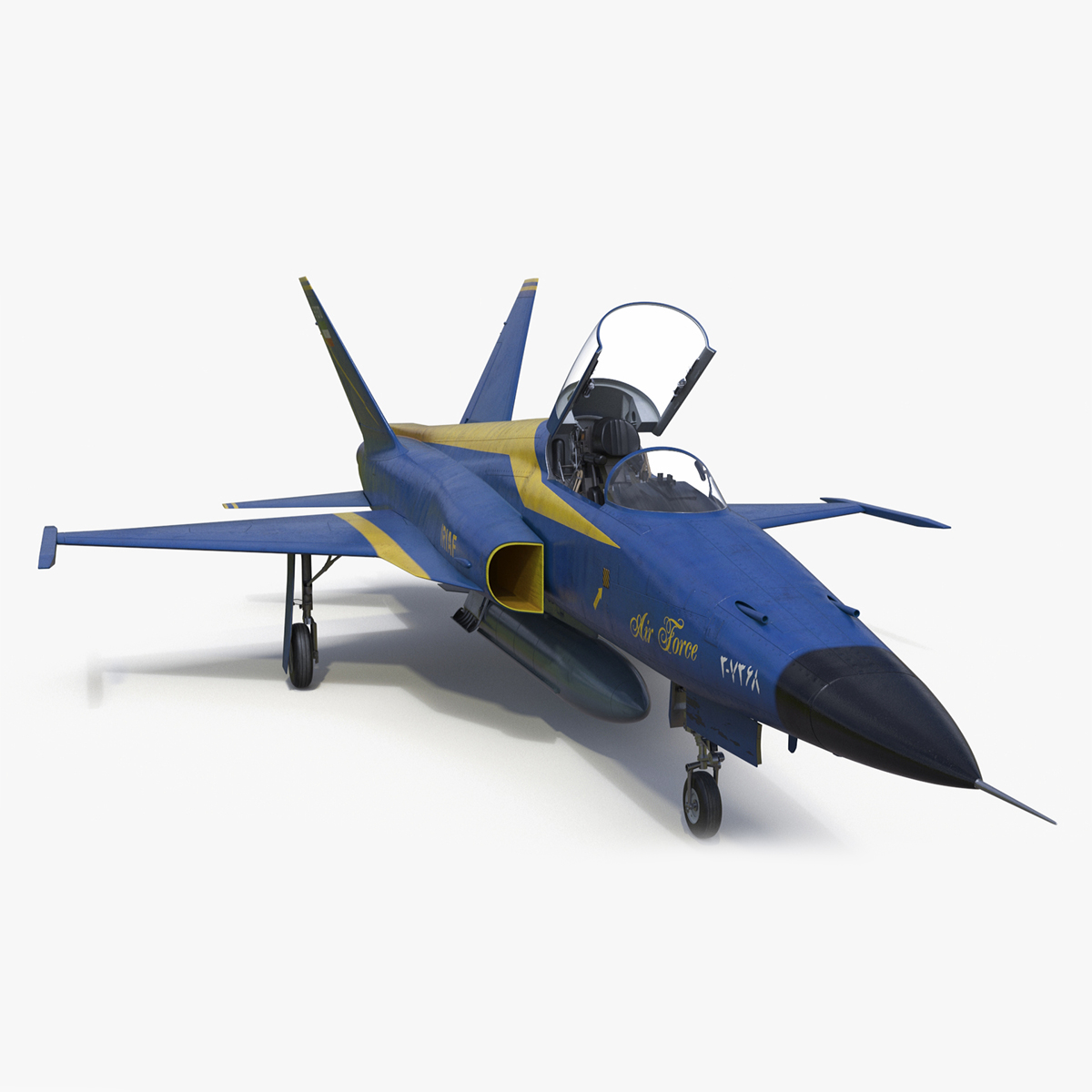 3D HESA Saeqeh Iranian Combat Aircraft Blue Rigged for Cinema 4D