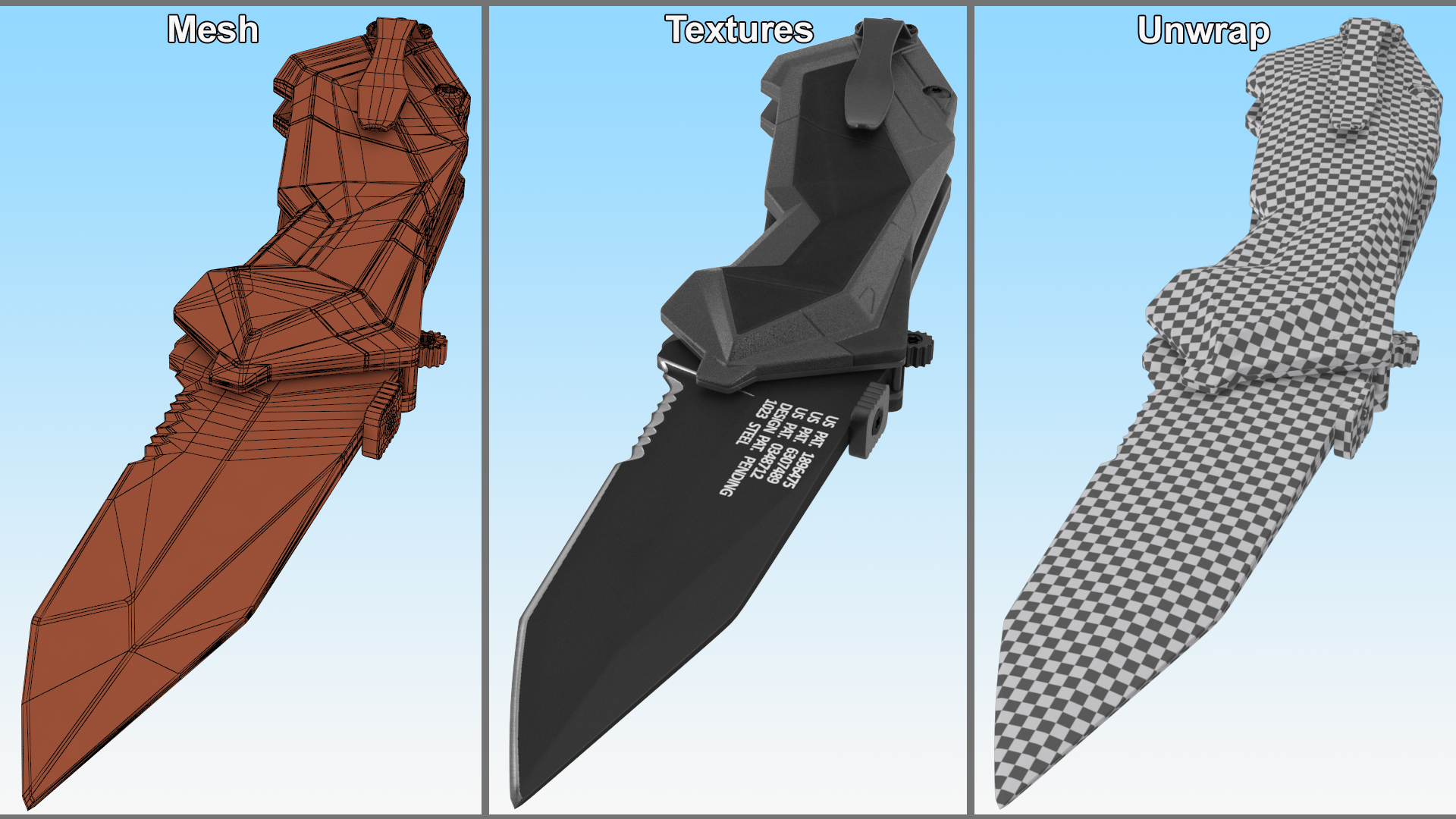 Sci-fi Folding Knife Schrade Black 3D model