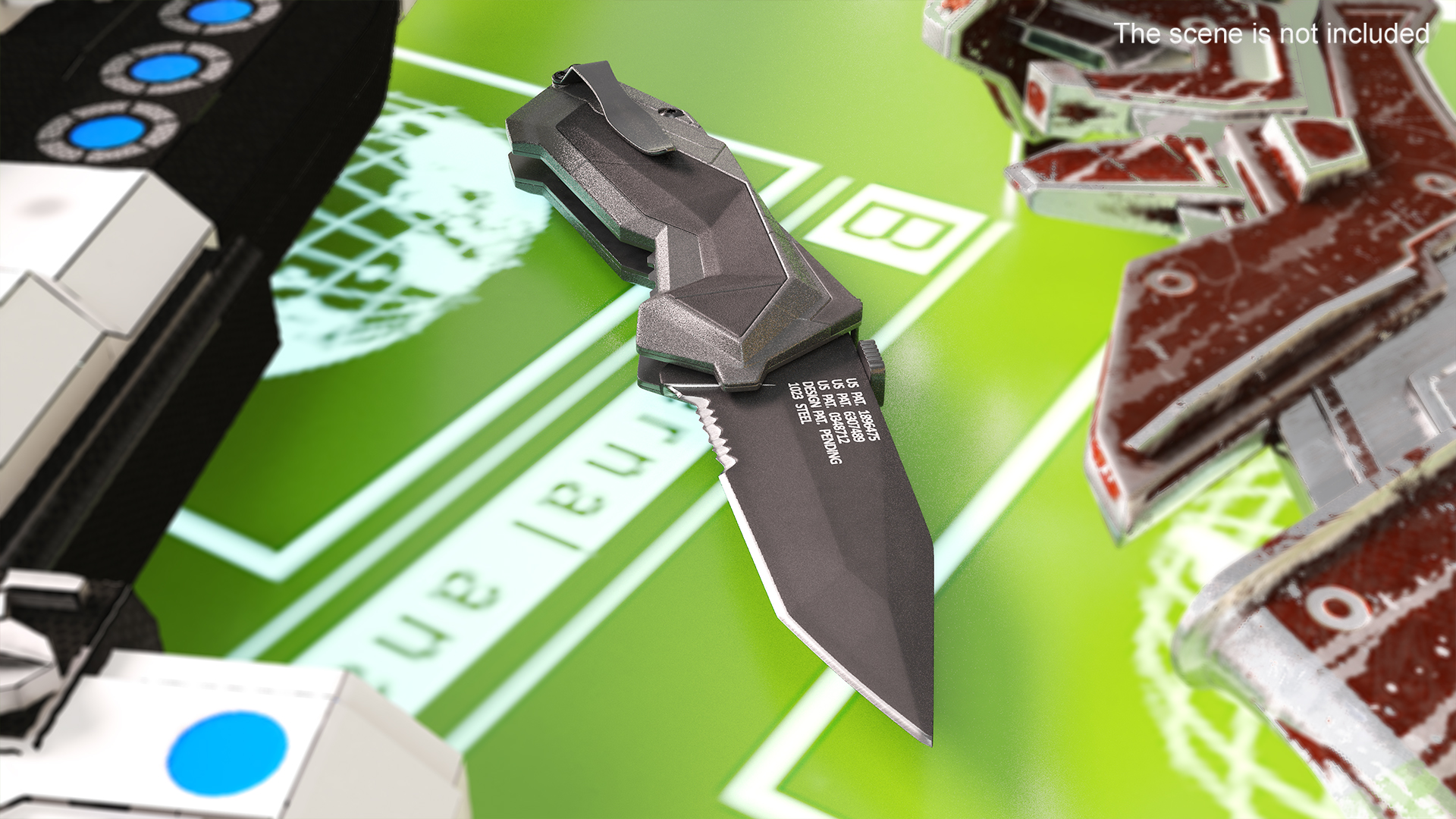 Sci-fi Folding Knife Schrade Black 3D model