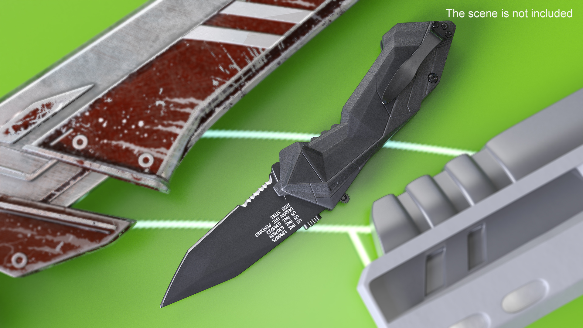 Sci-fi Folding Knife Schrade Black 3D model