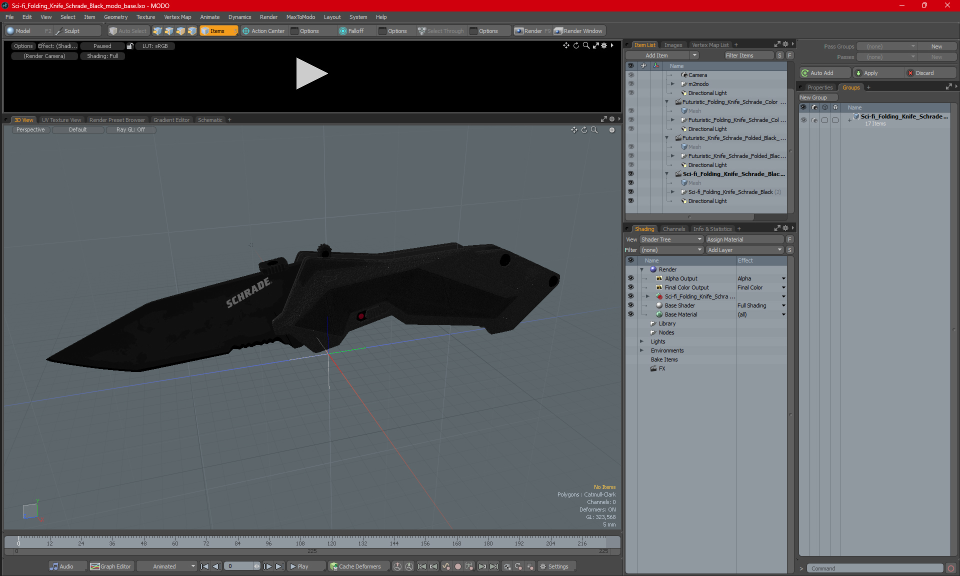 Sci-fi Folding Knife Schrade Black 3D model