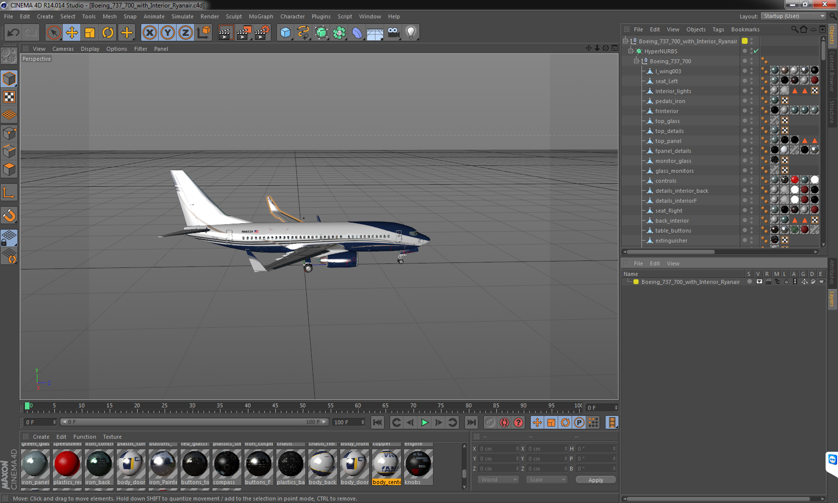 3D Boeing 737 700 with Interior Ryanair