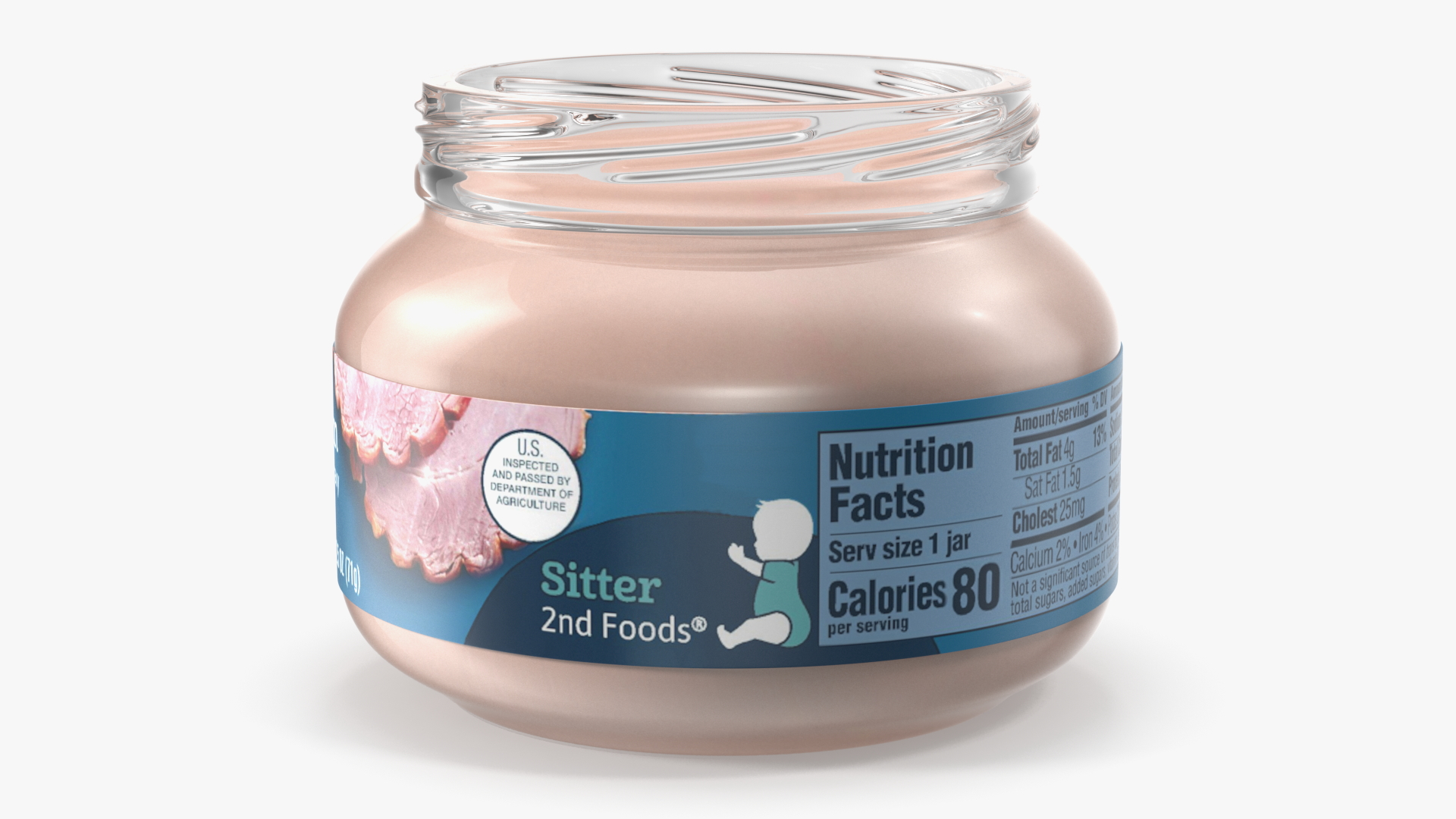 3D Baby Food Jar Gerber Ham and Gravy 71g model