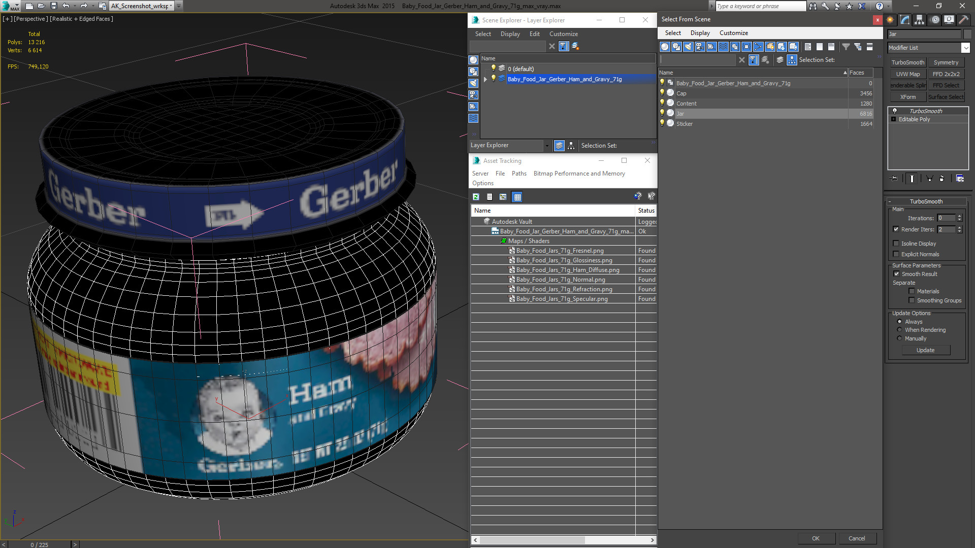 3D Baby Food Jar Gerber Ham and Gravy 71g model