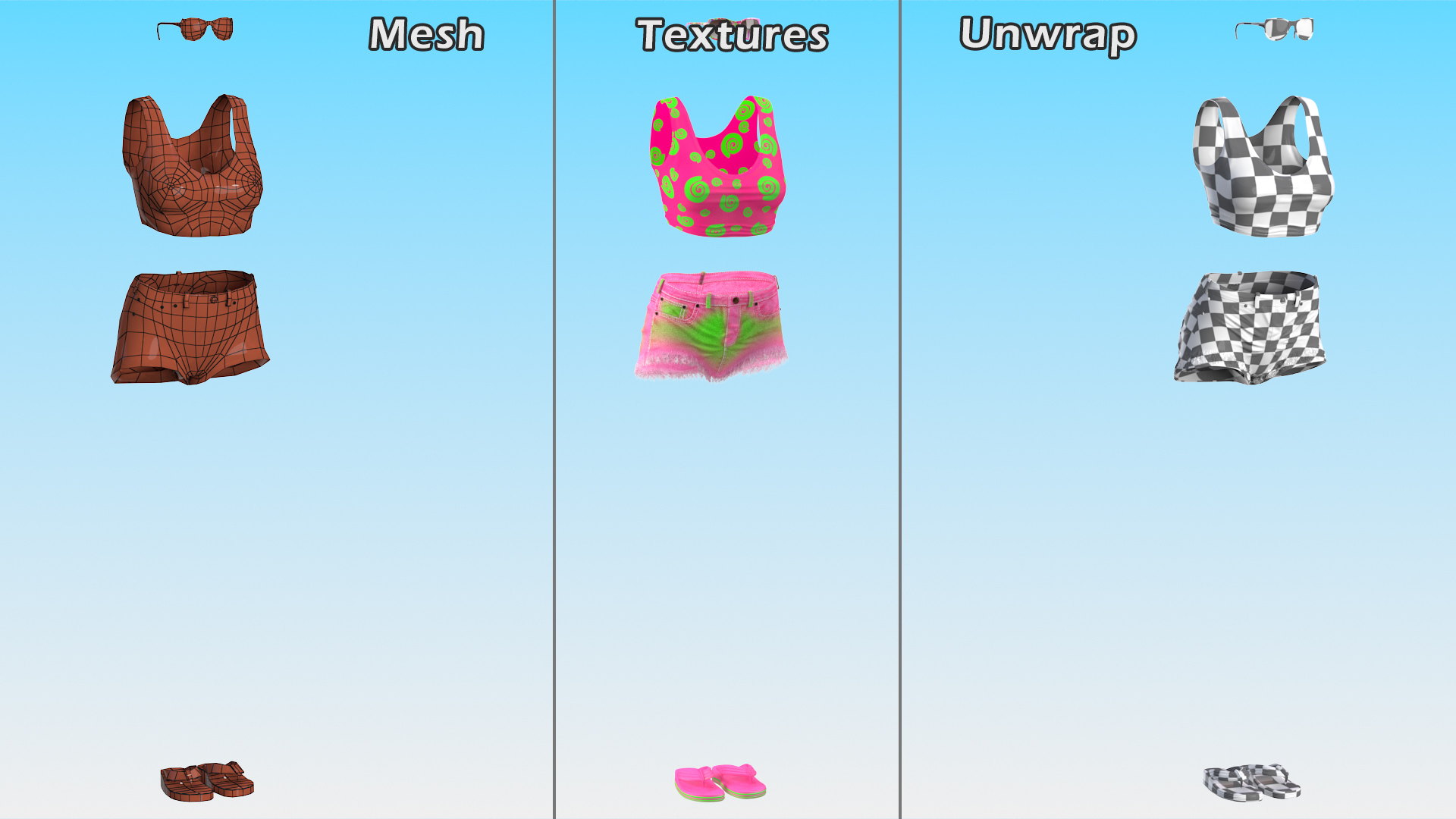 Beach Outfits Set 3D