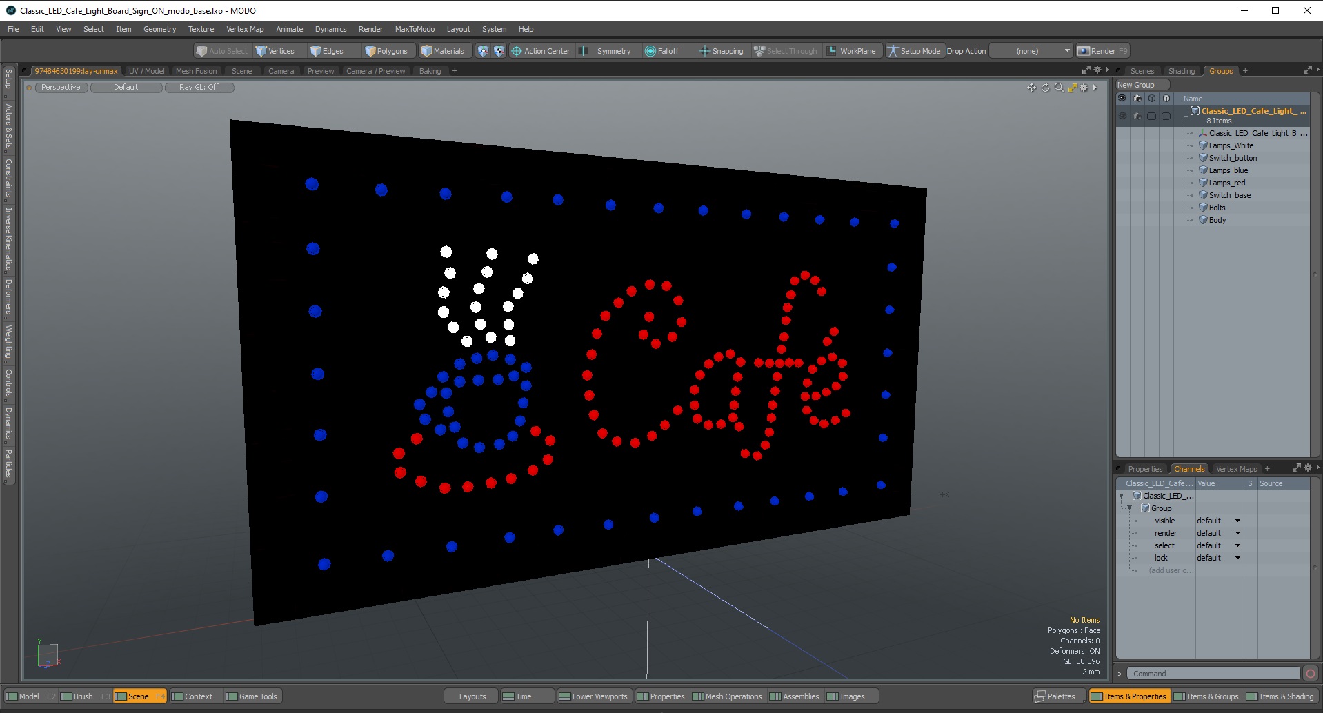 3D Classic LED Cafe Light Board Sign ON