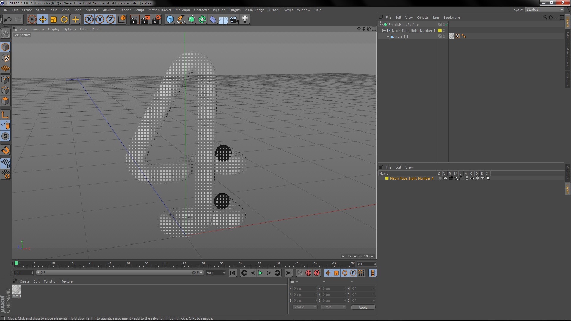 Neon Tube Light Number 4 3D model