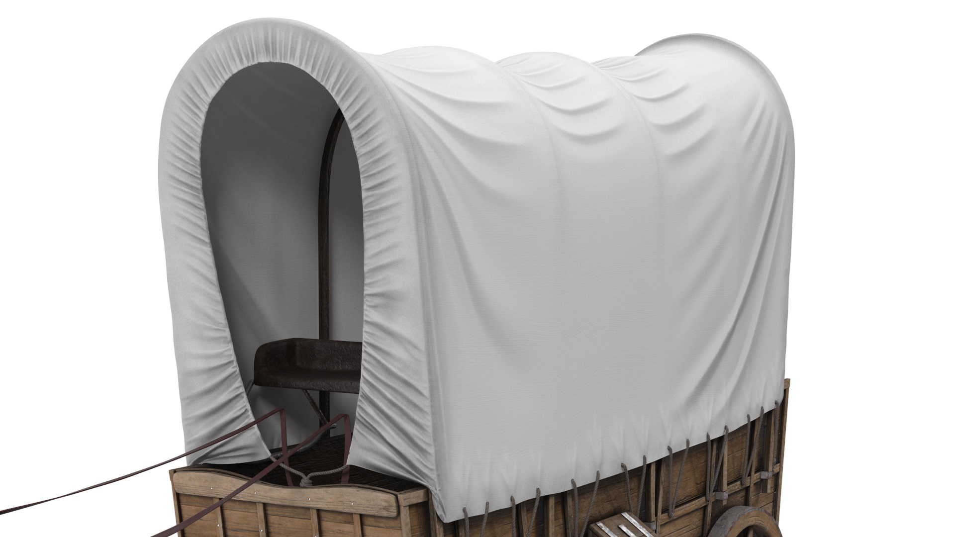 Covered Wagon with Horses fur 3D model