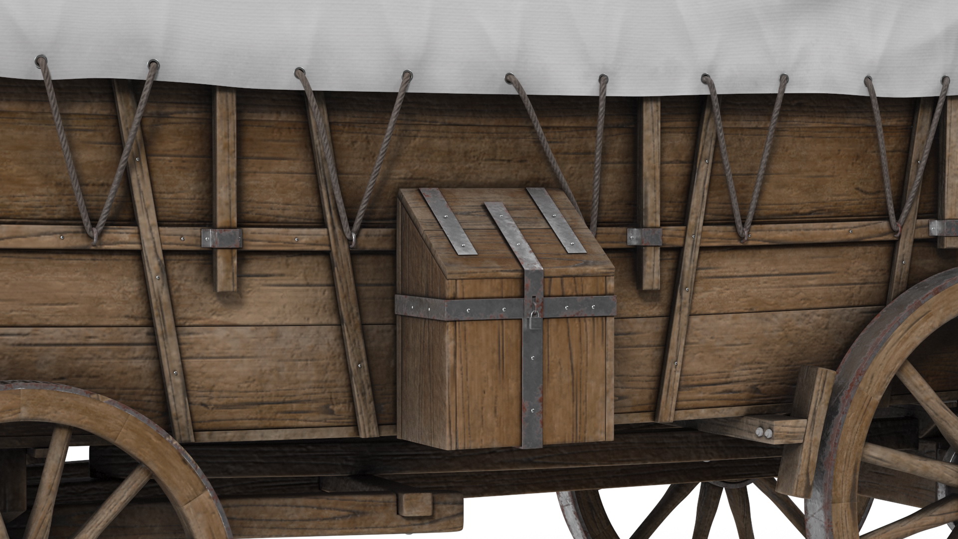 Covered Wagon with Horses fur 3D model