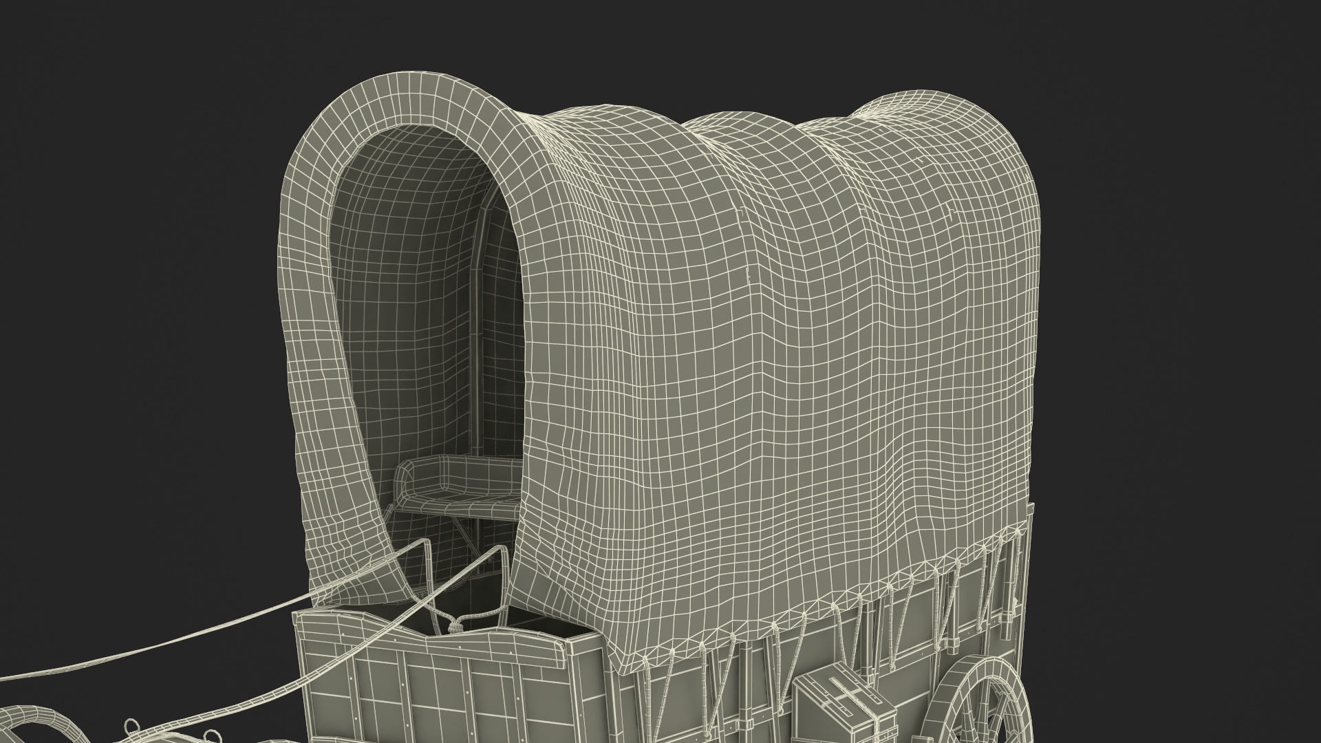 Covered Wagon with Horses fur 3D model
