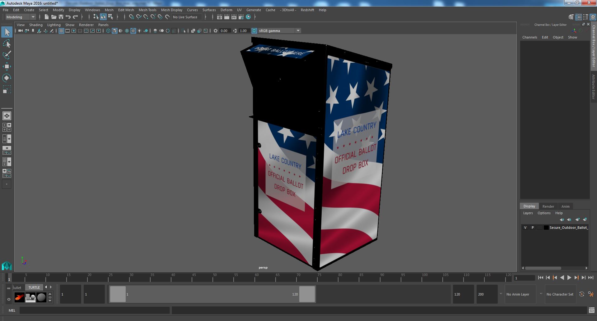 3D model Secure Outdoor Ballot Drop Box