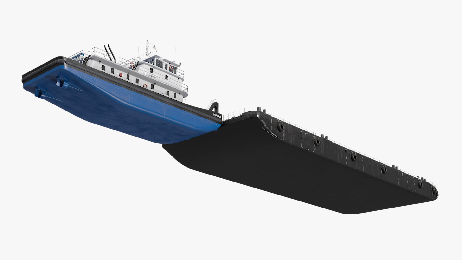 3D Push Boat Ship with Pontoon Barge model