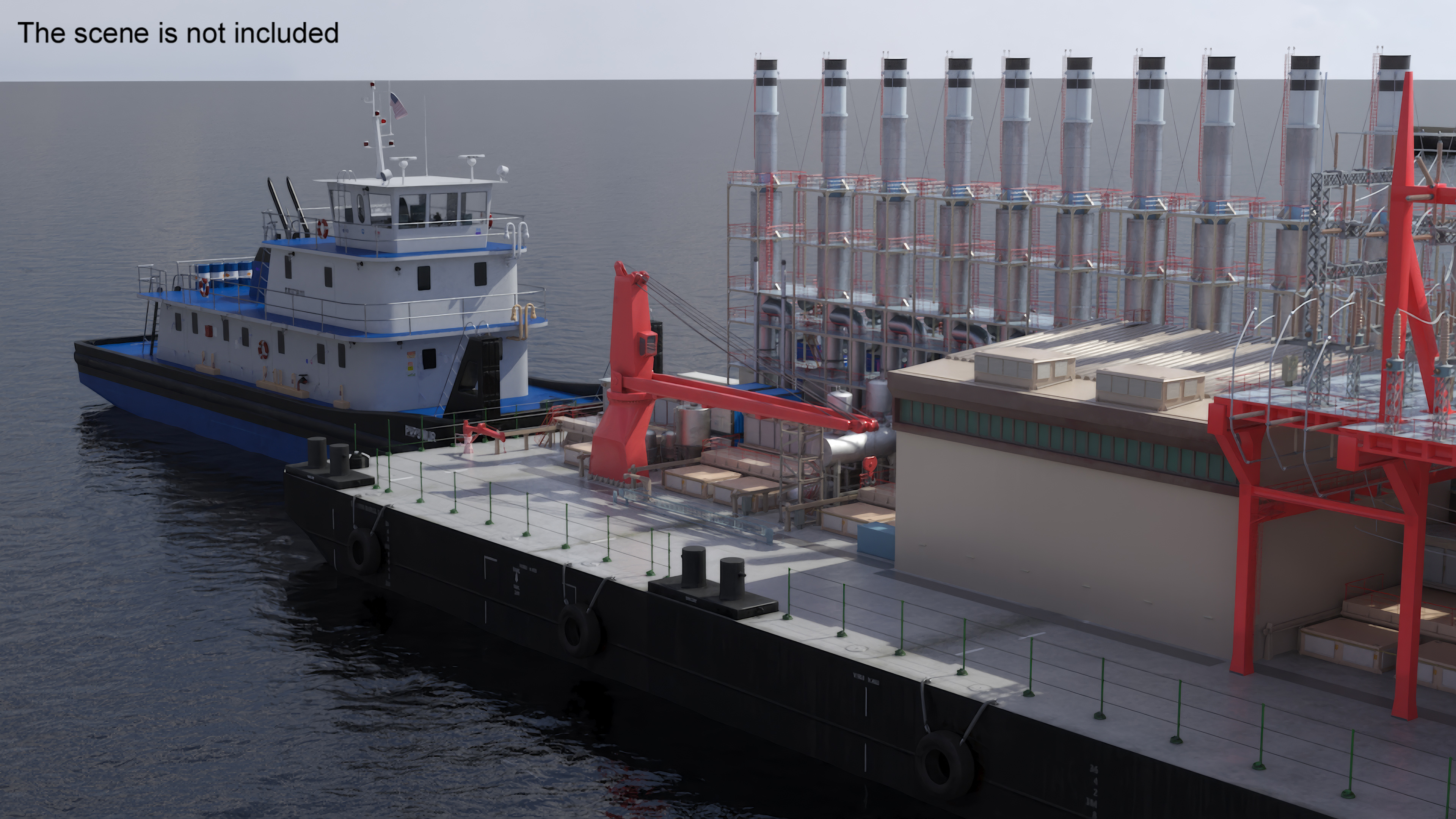 3D Push Boat Ship with Pontoon Barge model
