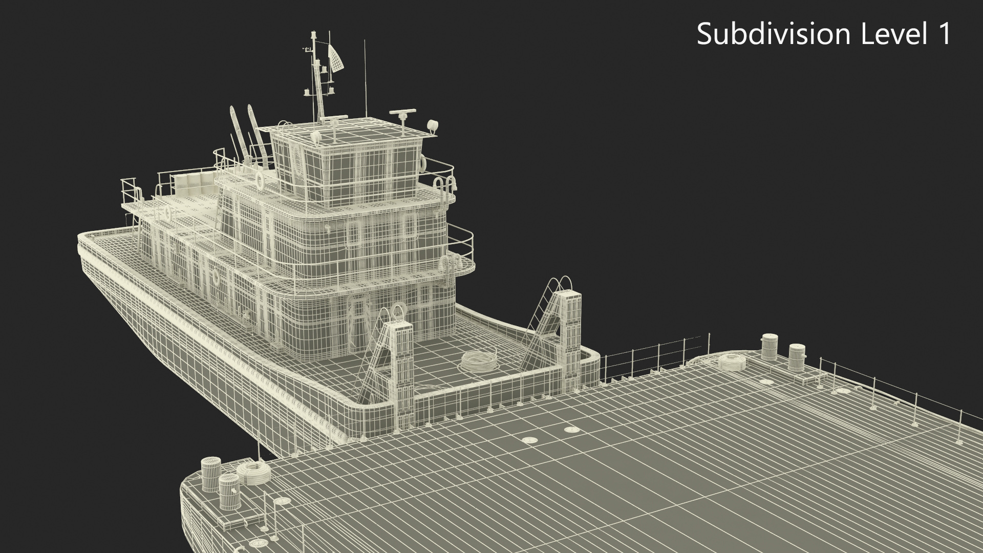 3D Push Boat Ship with Pontoon Barge model