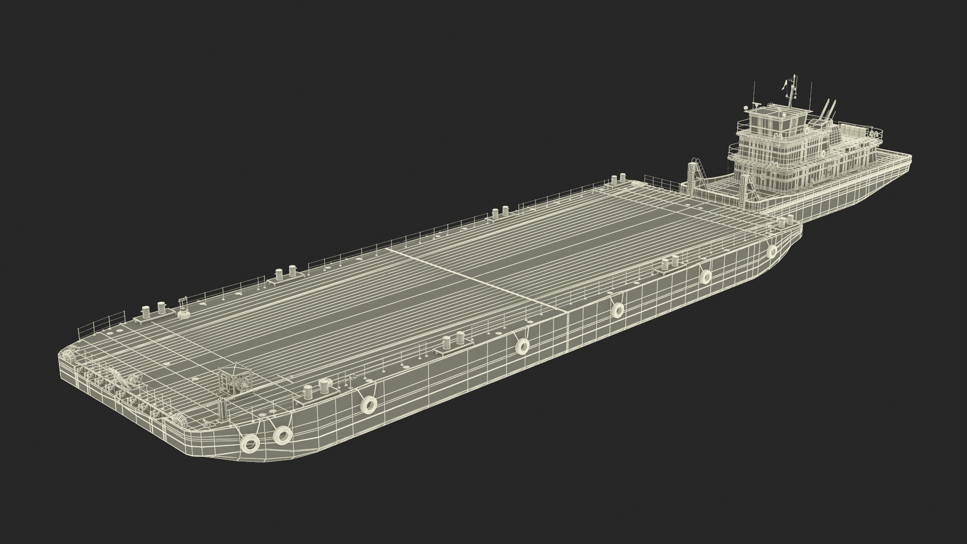 3D Push Boat Ship with Pontoon Barge model