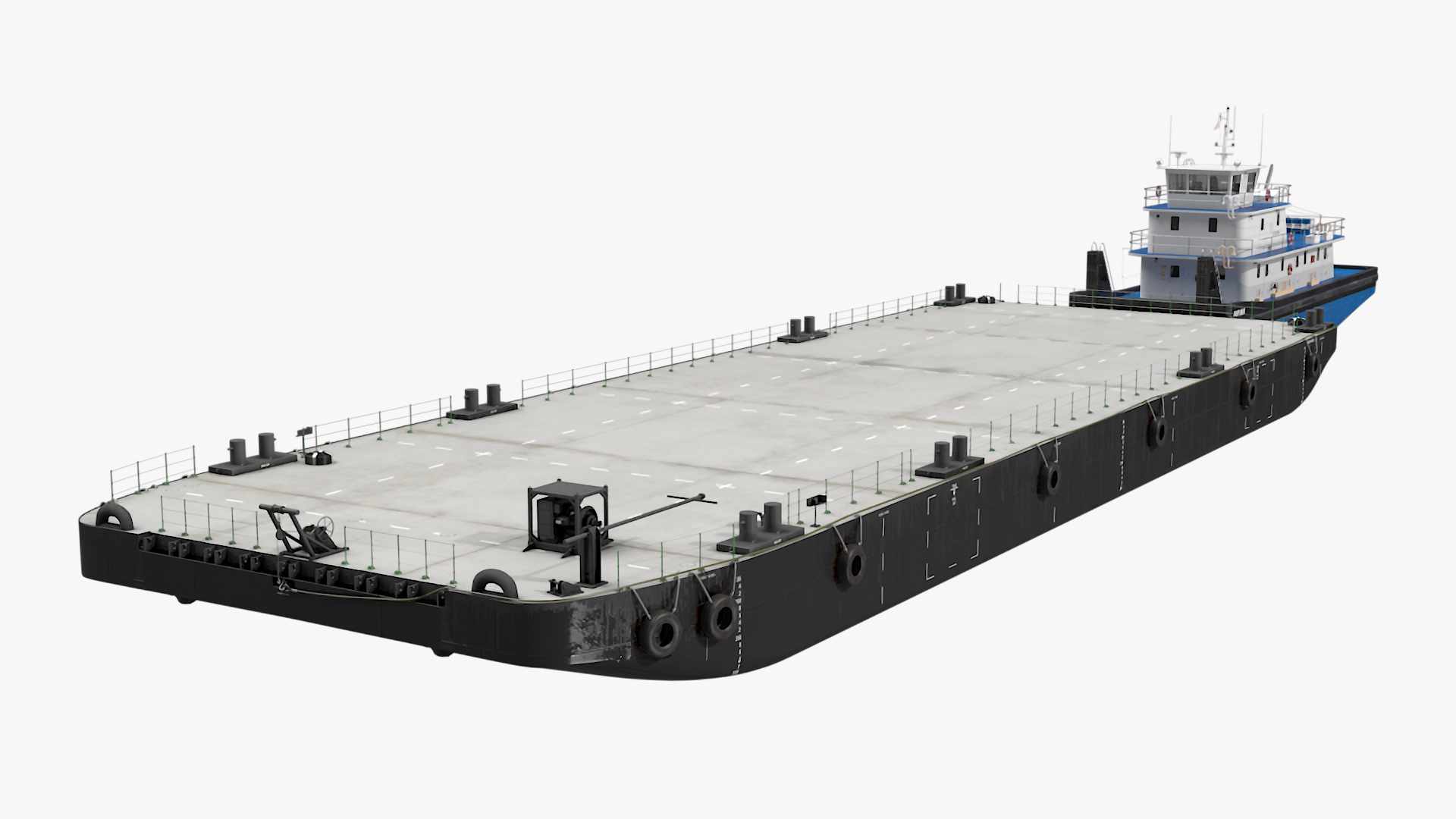 3D Push Boat Ship with Pontoon Barge model