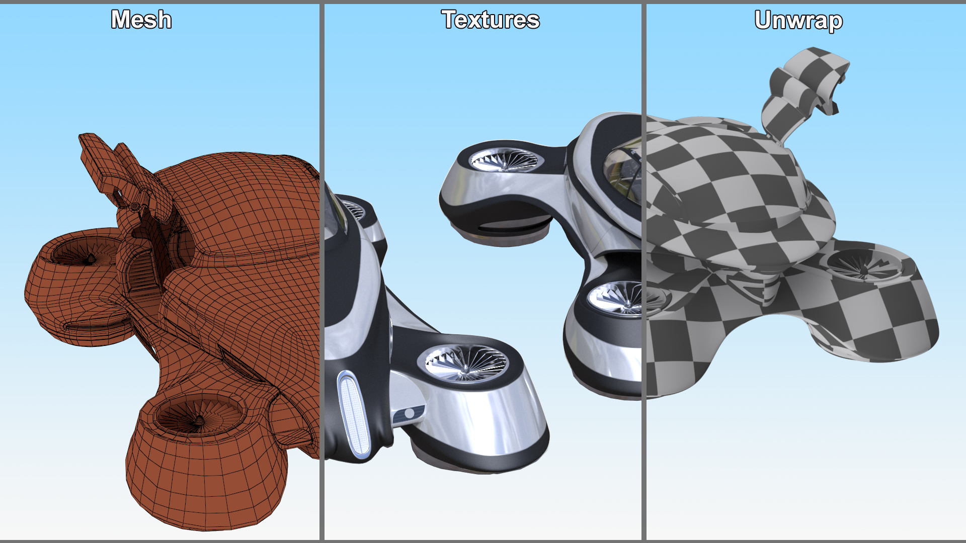 Hover Car Concept by Lazzarini Rigged 3D
