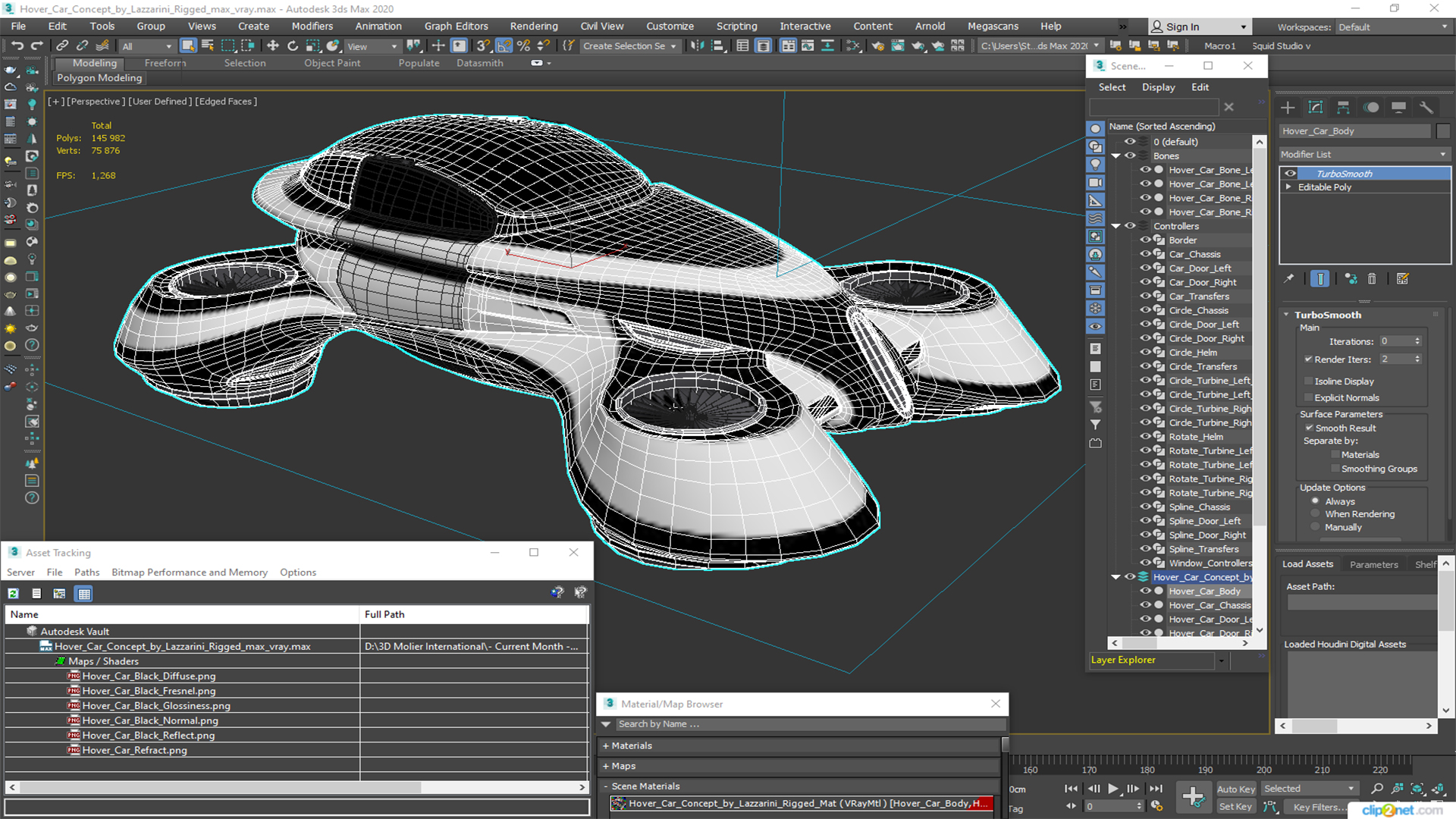 Hover Car Concept by Lazzarini Rigged 3D