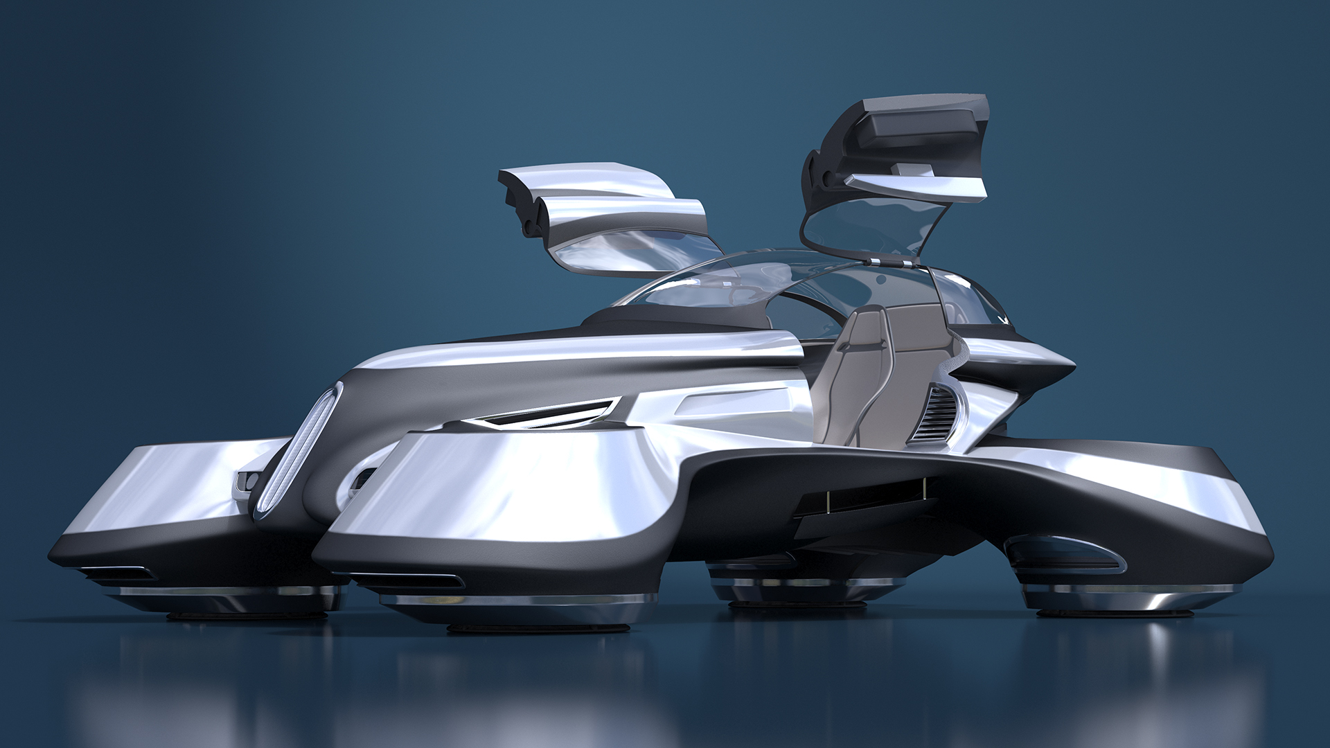 Hover Car Concept by Lazzarini Rigged 3D
