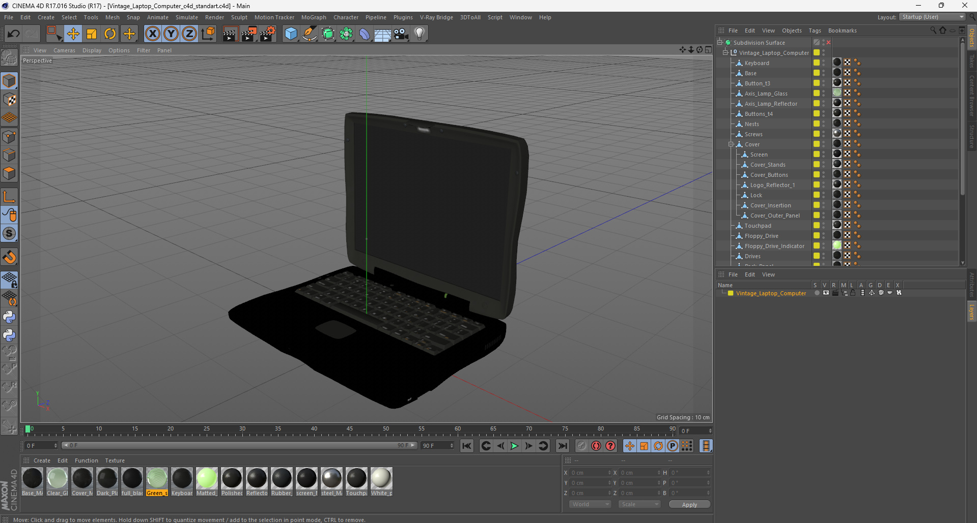 3D Vintage Laptop Computer model