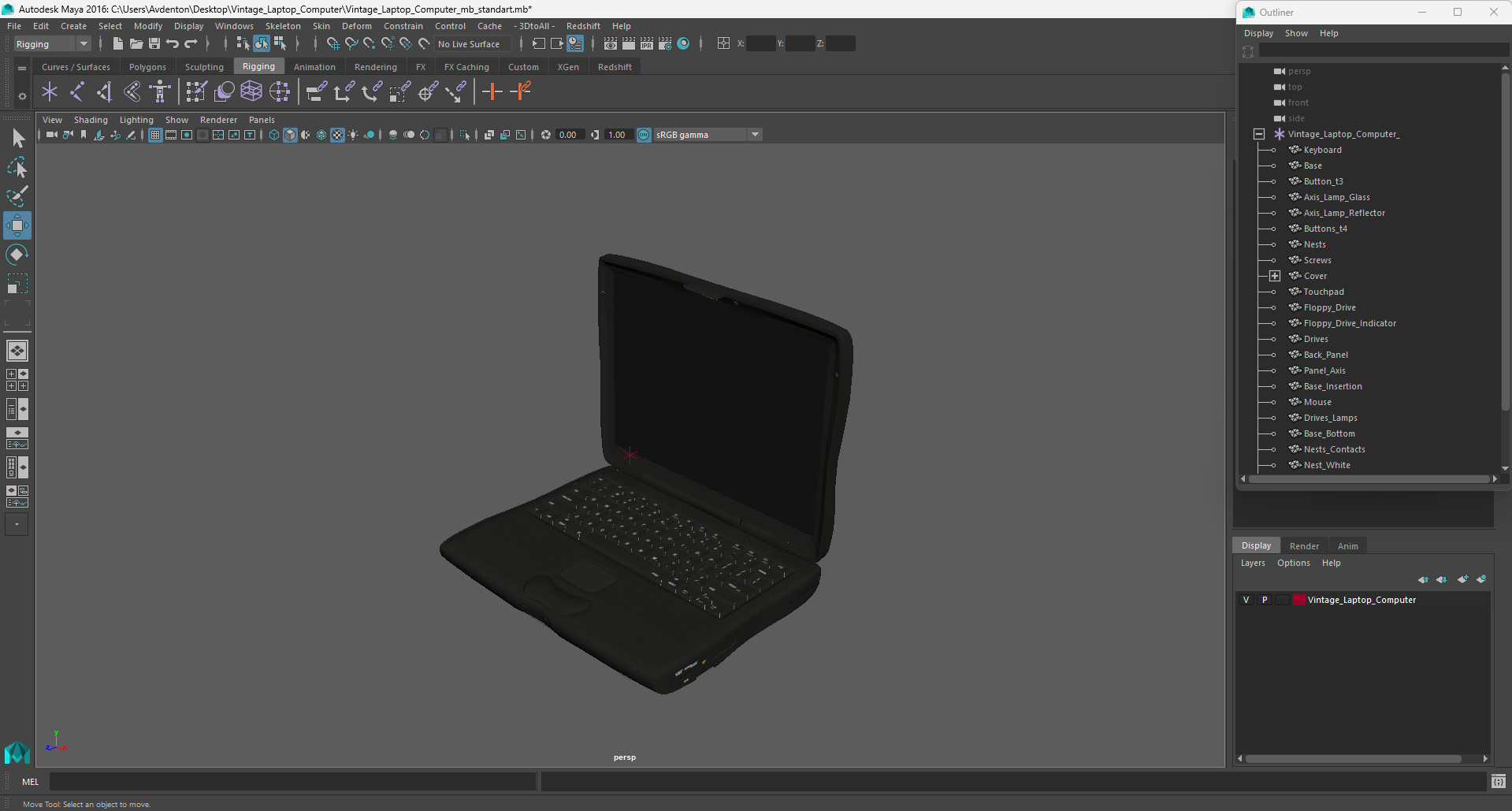 3D Vintage Laptop Computer model
