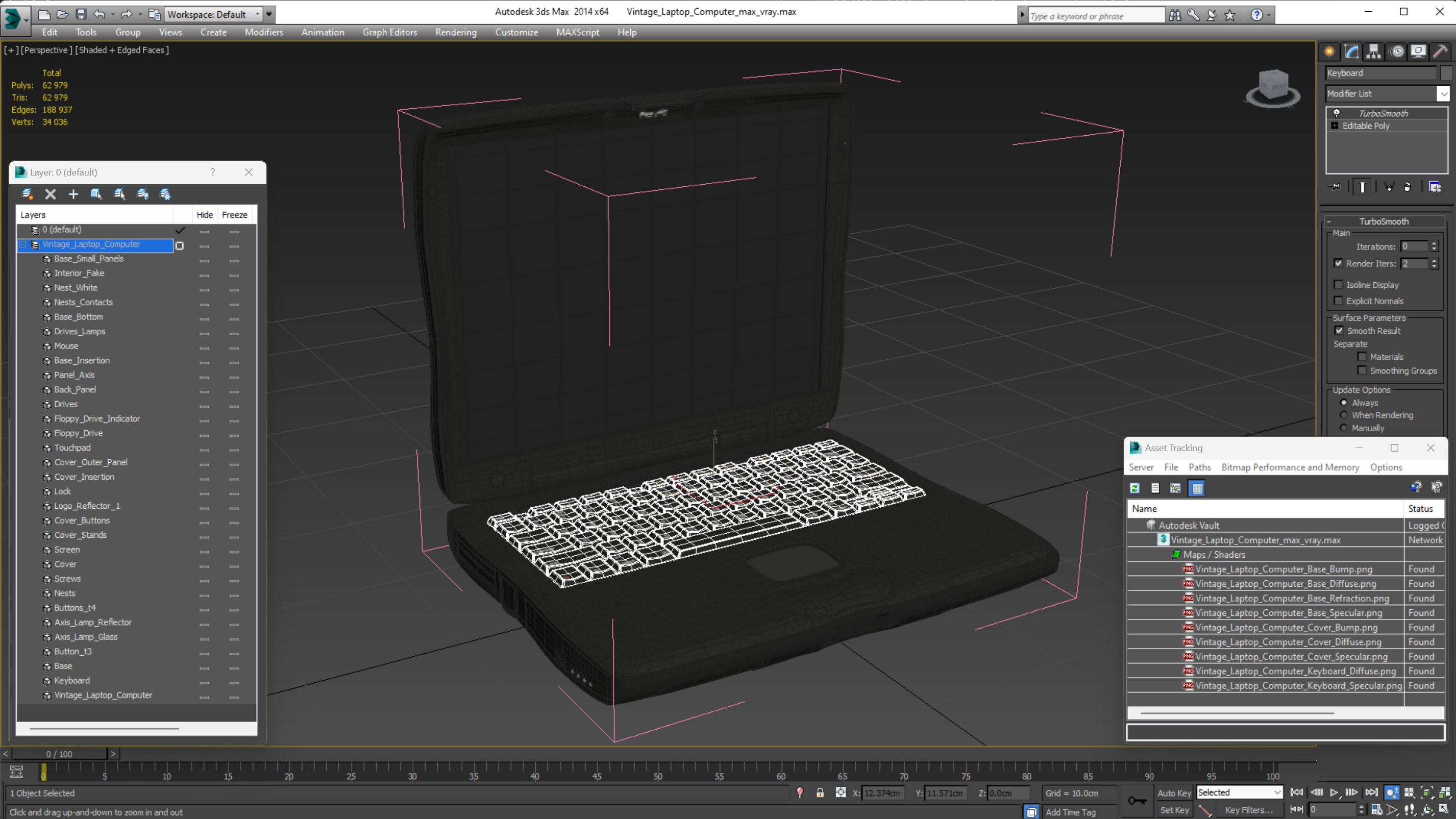 3D Vintage Laptop Computer model