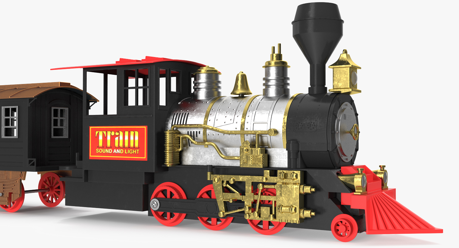 3D Vintage Train Toy Set Locomotive with Wagons Rigged