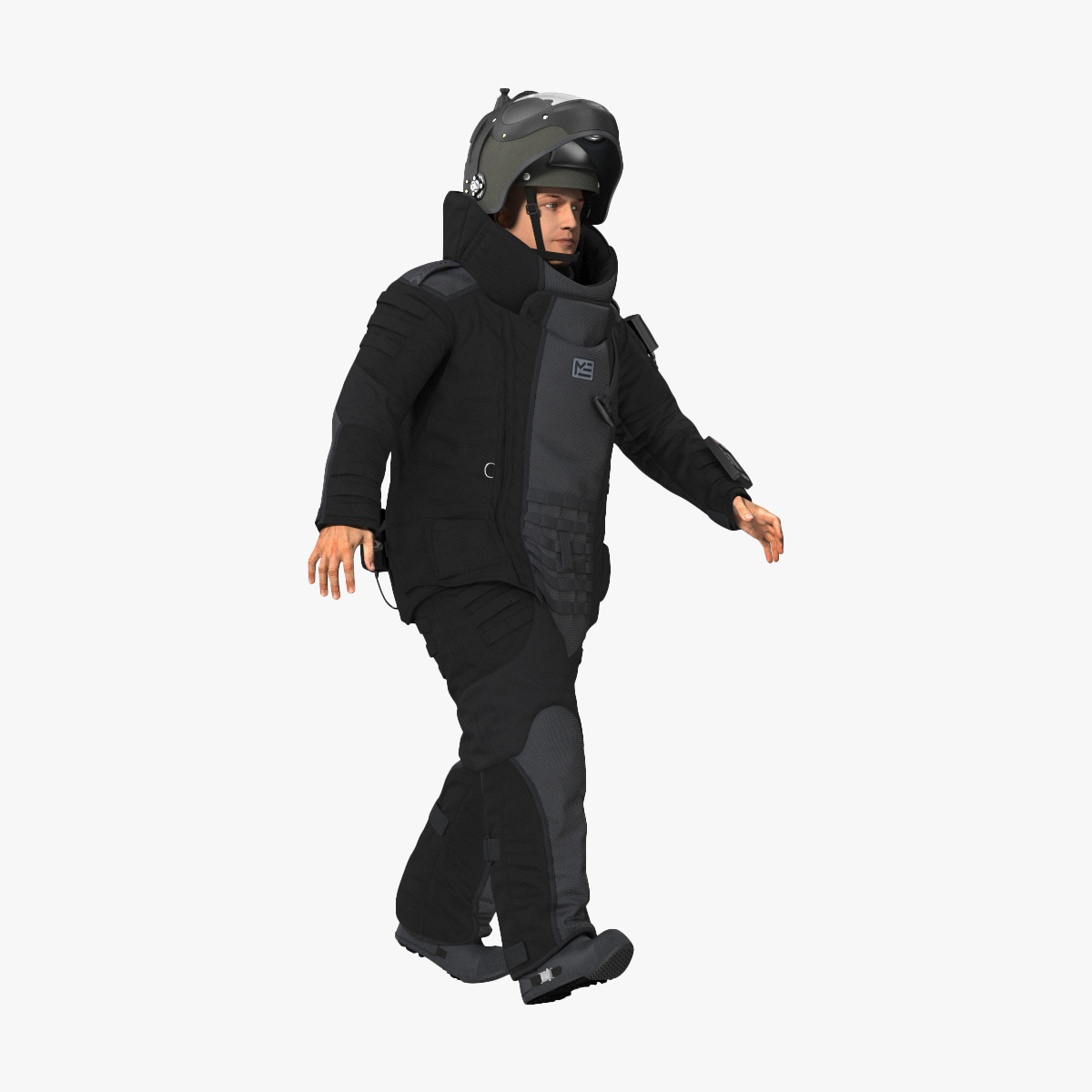 3D EOD 10 Bomb Suit Black Rigged for Cinema 4D model