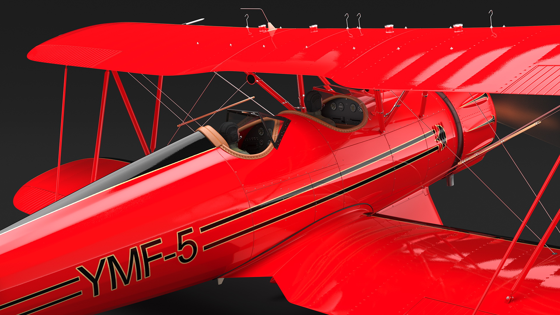 3D Spirit of 30A Coastal Biplane YMF-5 Manned Flying Rigged