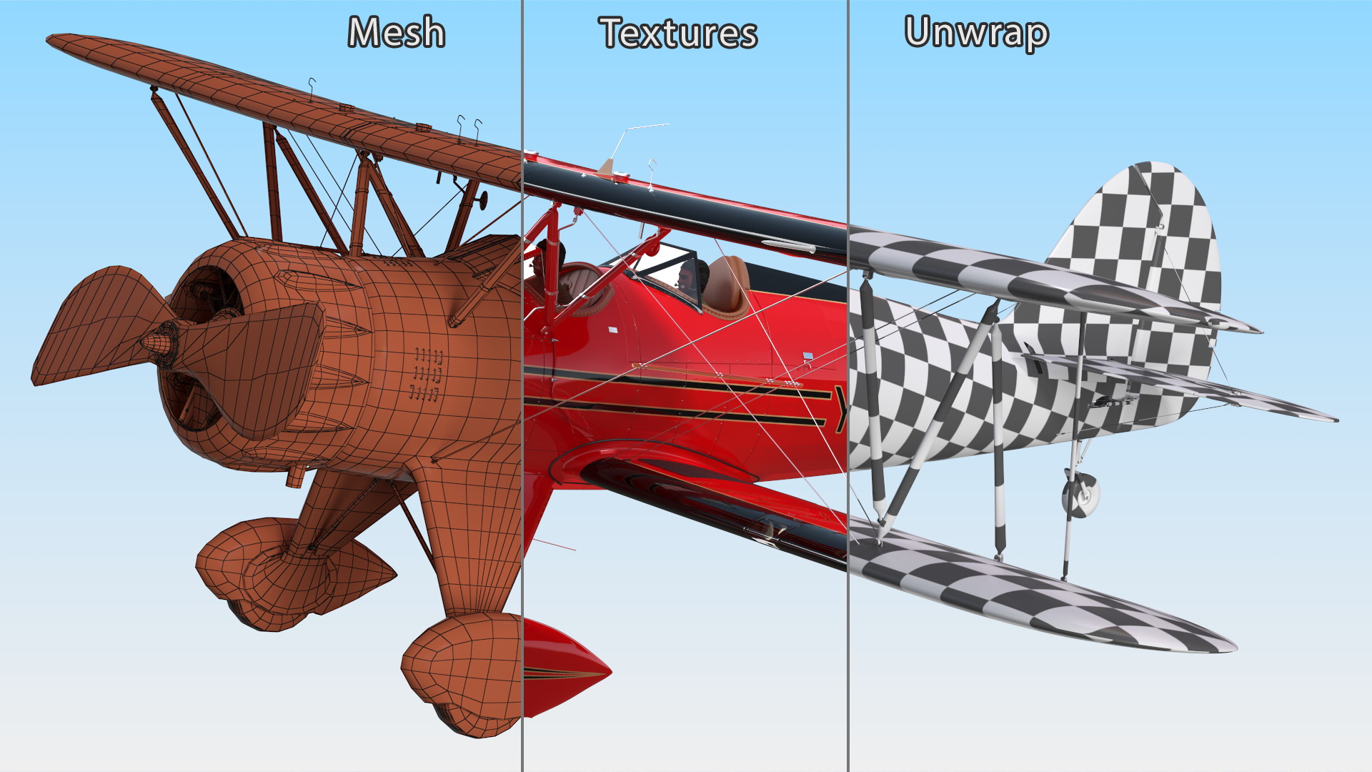 3D Spirit of 30A Coastal Biplane YMF-5 Manned Flying Rigged