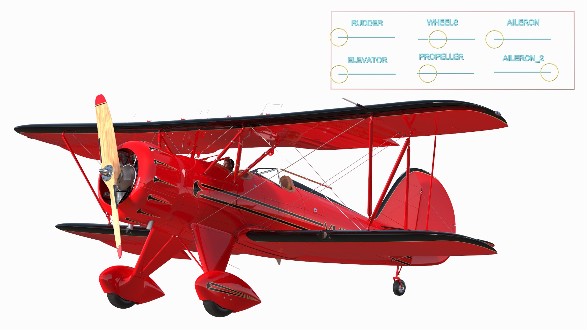 3D Spirit of 30A Coastal Biplane YMF-5 Manned Flying Rigged