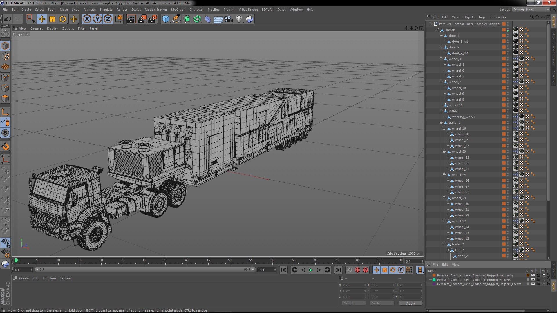 3D model Peresvet Combat Laser Complex Rigged for Cinema 4D