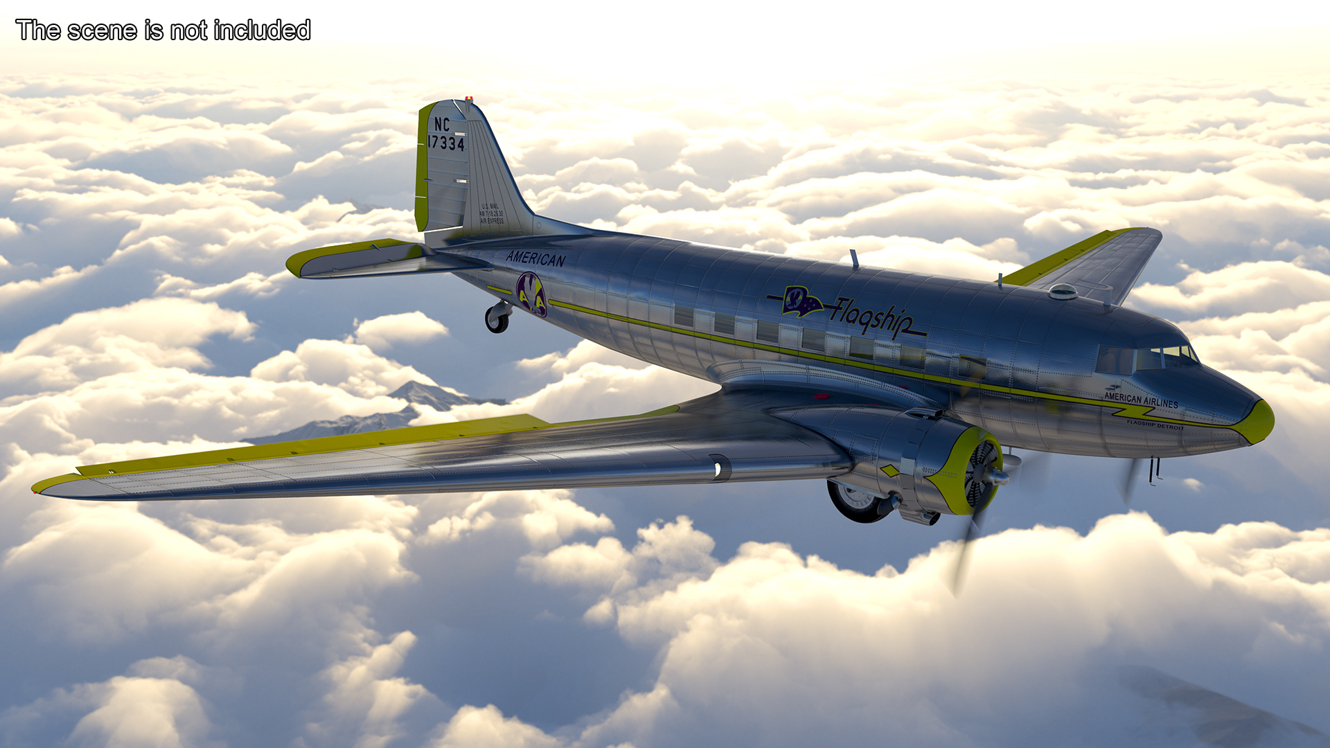 3D Vintage Propeller Aircraft Douglas DC-3 Rigged