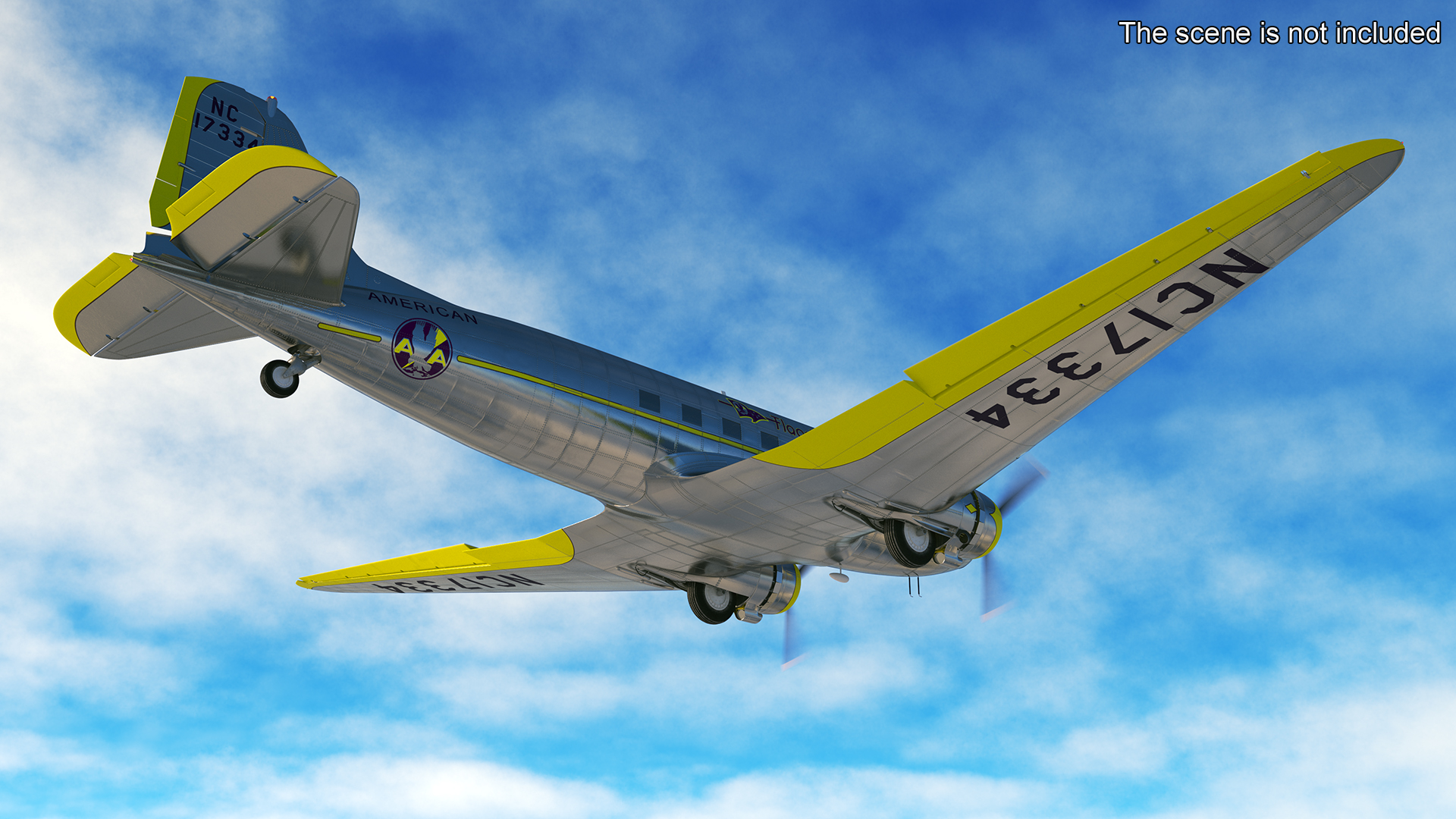 3D Vintage Propeller Aircraft Douglas DC-3 Rigged